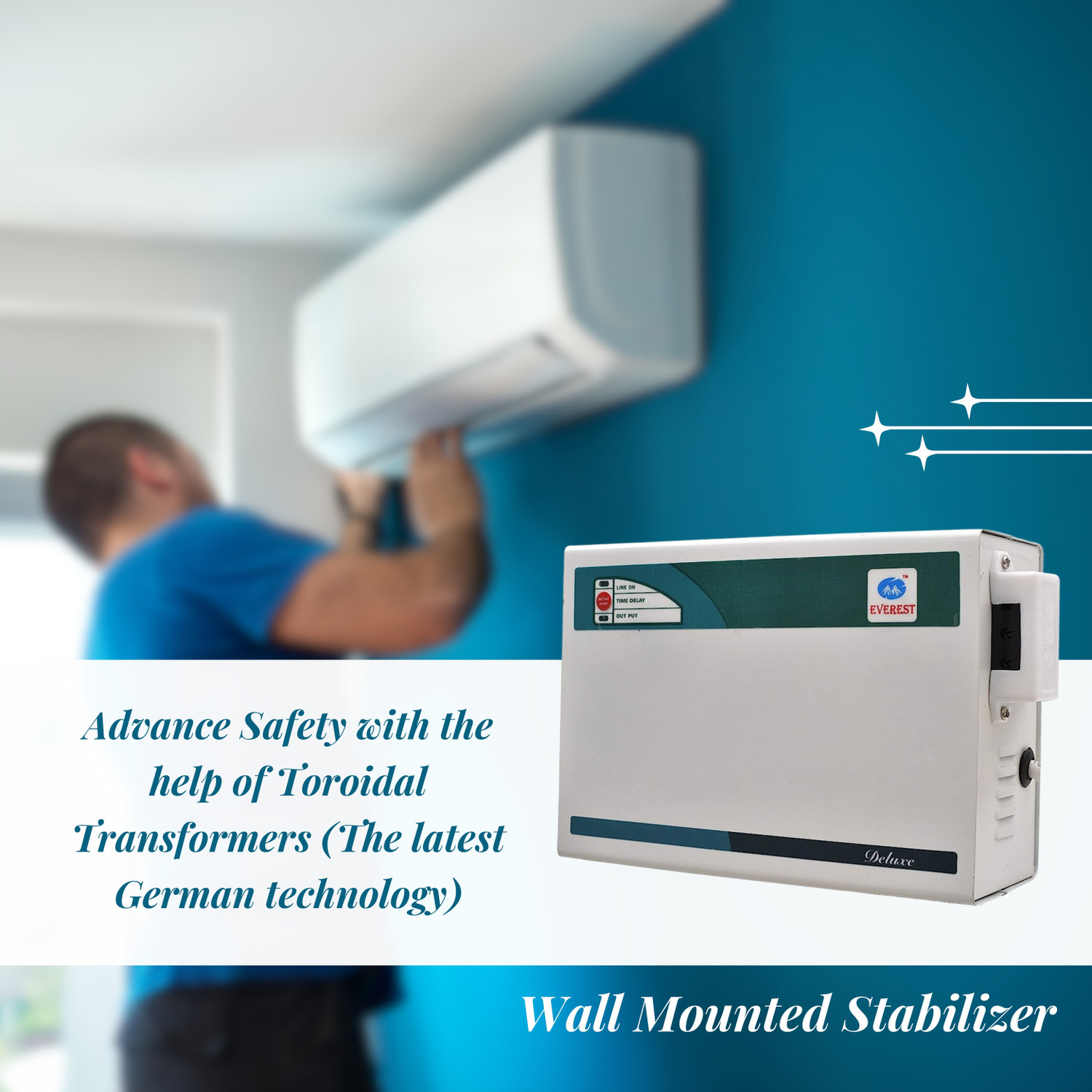 Image of EVEREST EW 300 Regular DELUX Voltage Stabilizer (Working Range : 170 V to 270 V) Upto 1 Ton AC.
