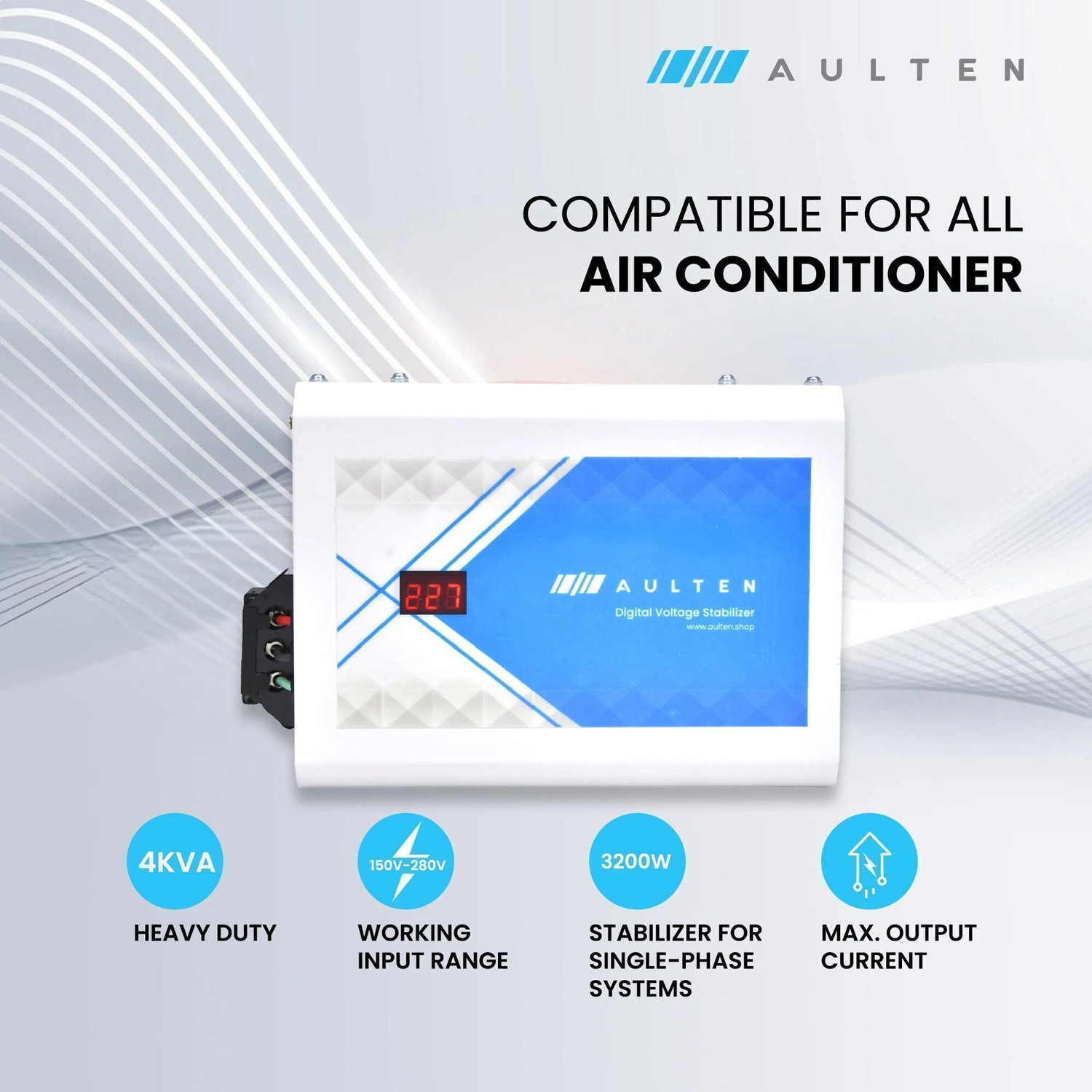 Image of Aulten 4 KVA 150V - 280V 3200W Digital Voltage Stabilizer for All Inverter /Split /Window 1.5 Ton Ac