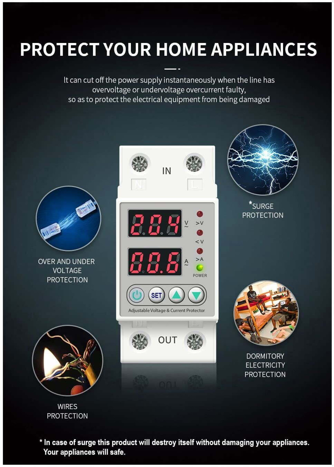 Image of amiciSmart 80A Automatic Over Current and Over /Under Voltage Protector
