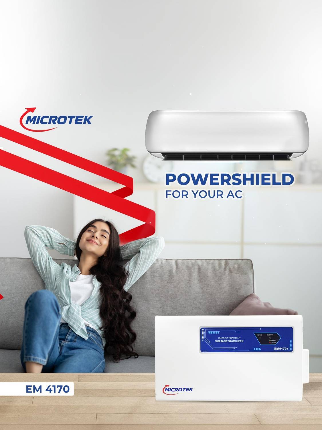 Microtek EM4170+ Used for AC up to 1.5 Ton Working Power, 170V - 270V