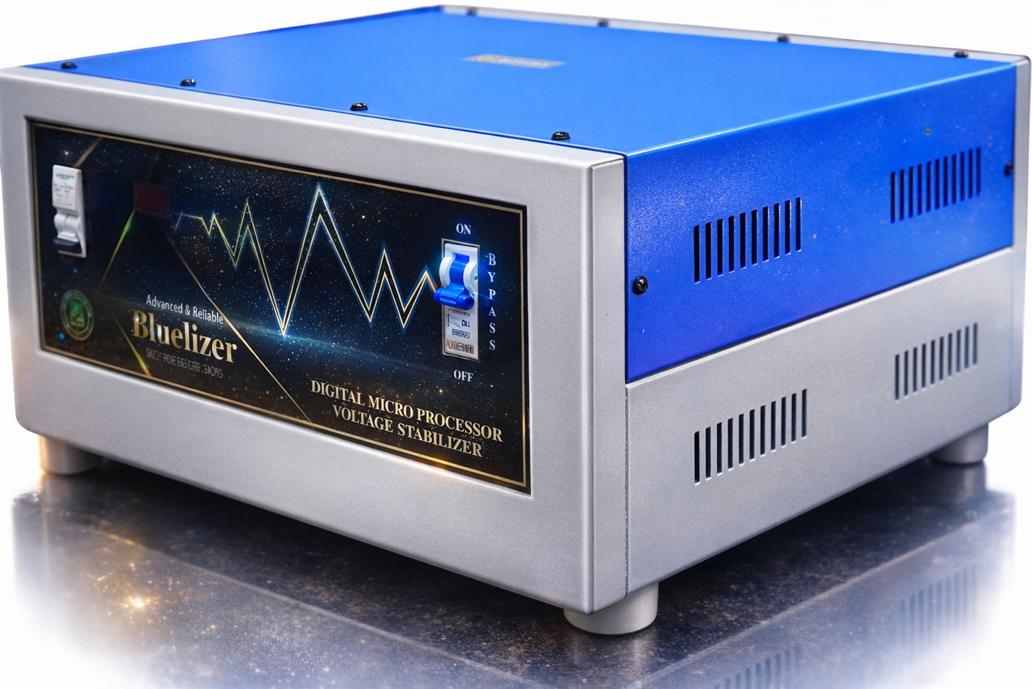 Image of BLUELIZER 10KVA (80- 300)V Mainline Voltage Stabilizer with In-Display Ampere Meter Copper Wired | |High /Low Cut Off | 2 Year Warranty|