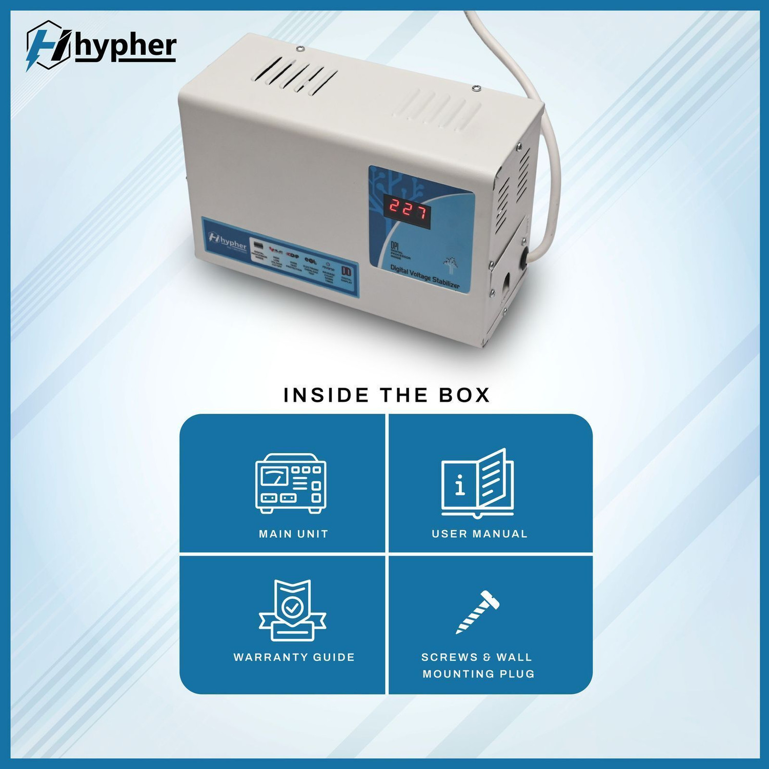 Image of Hypher 4 KVA 120V-280V 3200W Digital Voltage Stabilizer for Upto 1.5 Ton AC KVA 120 V-280V 3200W Digital Voltage Stabilizer for Upto 1.5 Ton AC