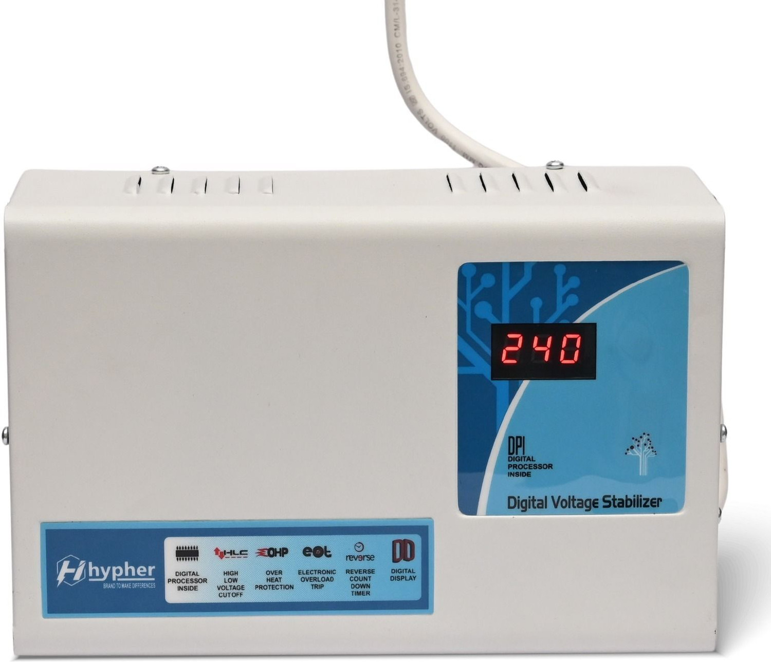 Image of Hypher KAVACH 150 FOR AC UPTO 1.5 TON WORKING RANGE 150-280 VA VOLTAGE STABLIZER