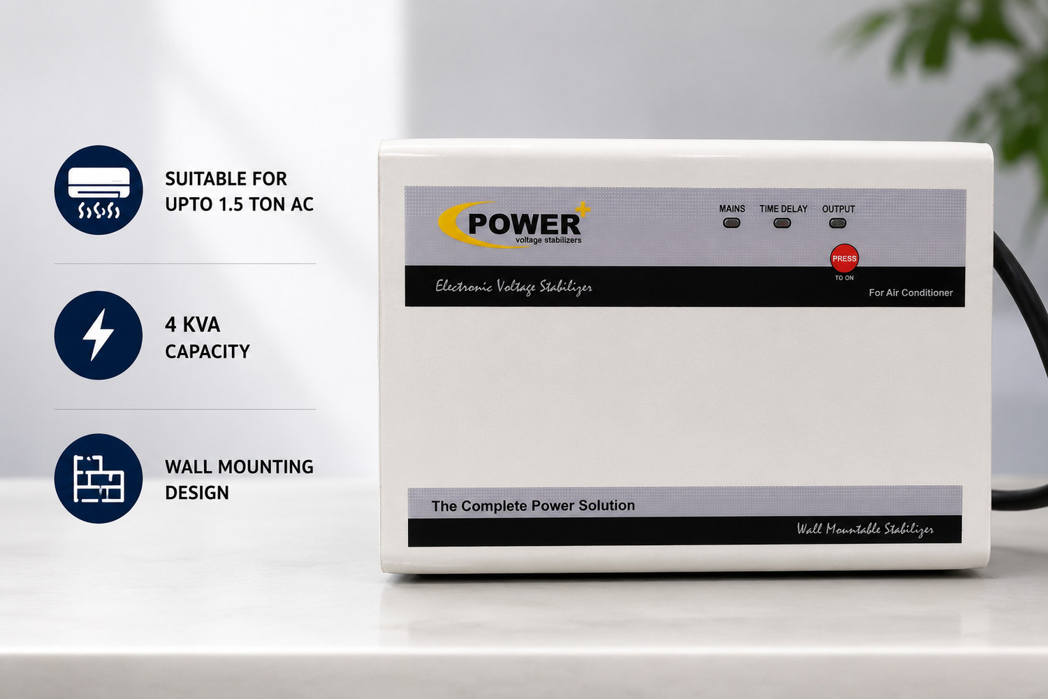 Image of Power Plus 5 KVA TMD AC Stabilizer for Up to 2 Ton Air Conditioner | 170V-270V | Heavy Duty TMD