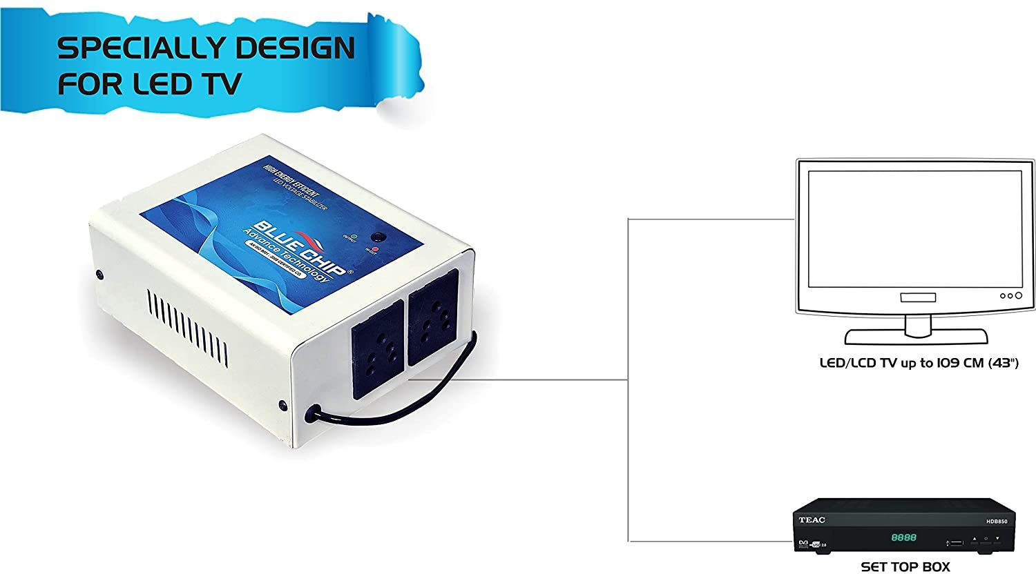 Image of BLUECHIP BL44SmartTV TV Voltage Stabilizer for LED TV /Smart TV Up to 43 Inches, Set Top Box (Royal Blue)