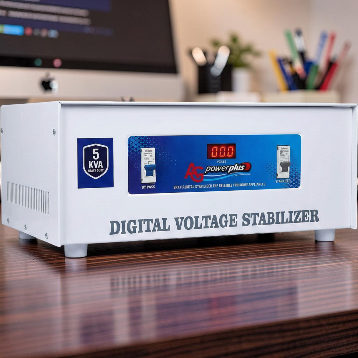 Image of AG power plus PowerPlus 5KVA Digital Voltage Stabilizer | Wide Input 70V-320V | Heavy Duty Mainline(Copper)Stabilizer with LED Display & Bypass Switch