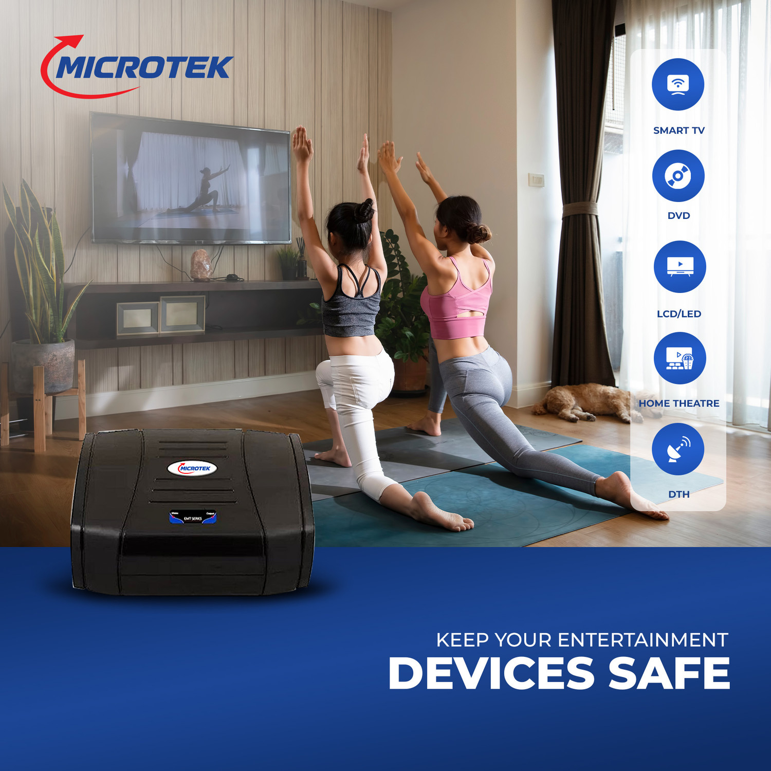 Image of Microtek EMT2090 For Home Theater 1LCD /LED Televison(65 Inch), 1DVD /DTH Working Power 90V - 300V
