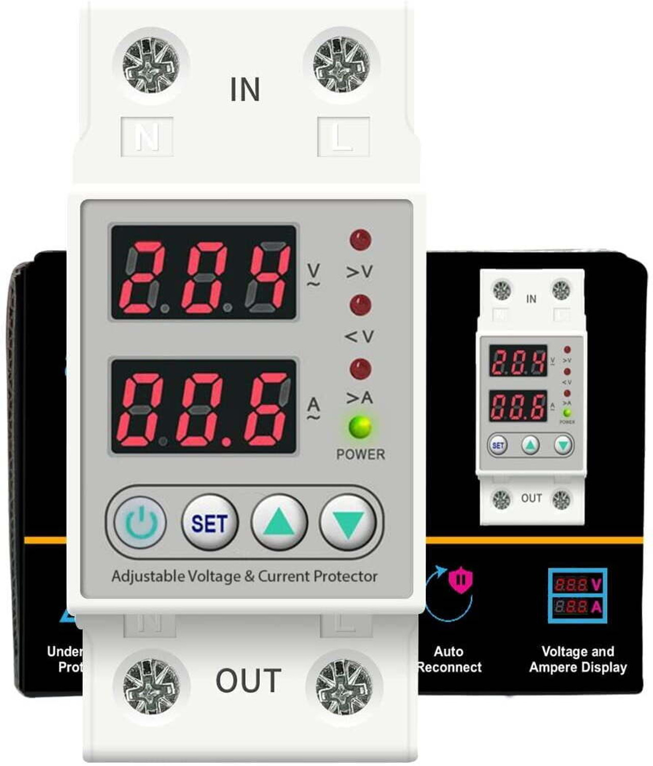 Image of amiciSmart 80A Automatic Over Current and Over /Under Voltage Protector