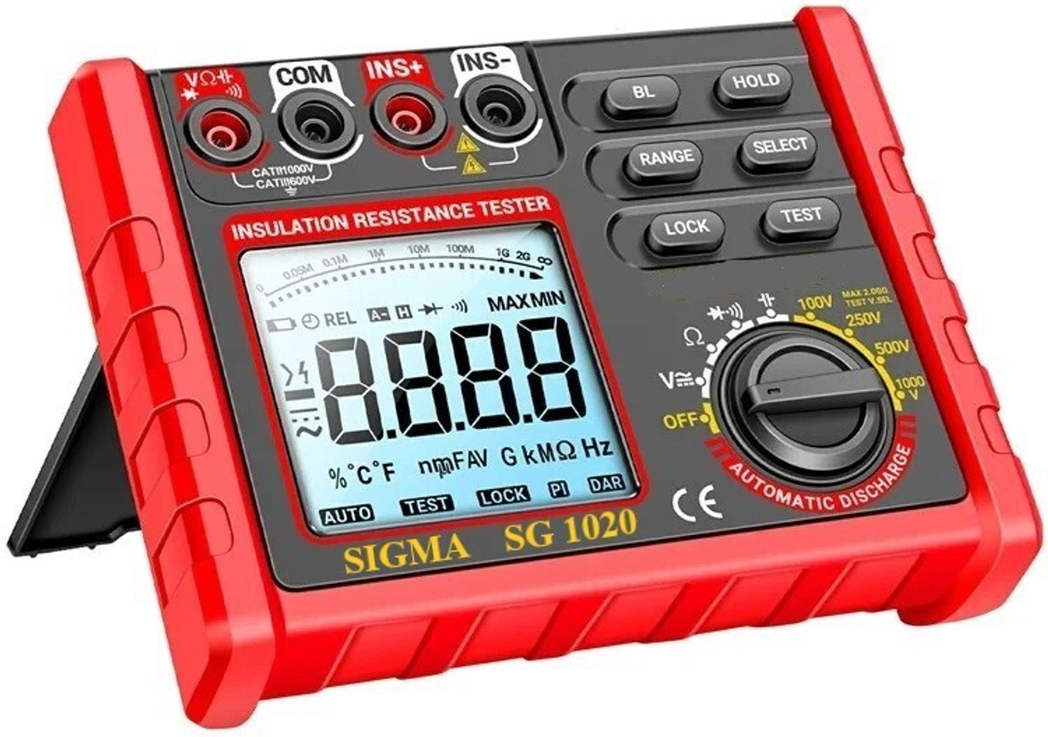 Image of SIGMA Digital Insulation Resistance Tester SG 1020, 500V / 1000V DC Upto 2GOhm Digital Voltage Tester
