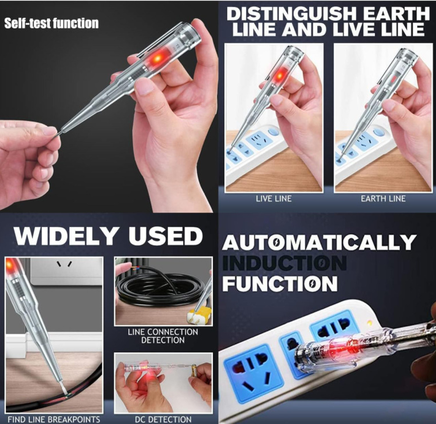 Image of TARSARIY Wire breakpoint tester LED Light with Screwdriver power tool tester Non-Contact Digital Voltage Tester