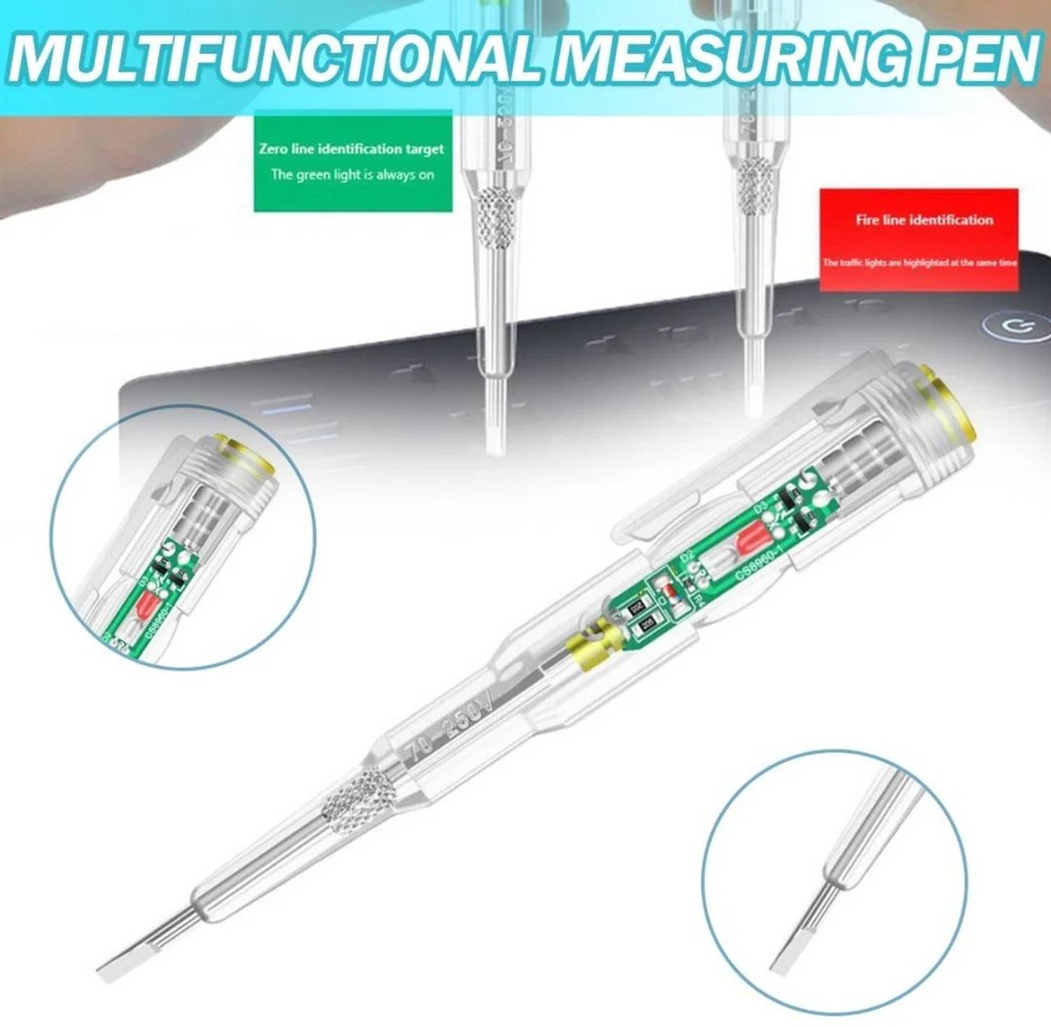 3REE QUALITY AC 24-250V Contact Electrical Detector Slotted Screwdriver Tester Digital Voltage Tester
