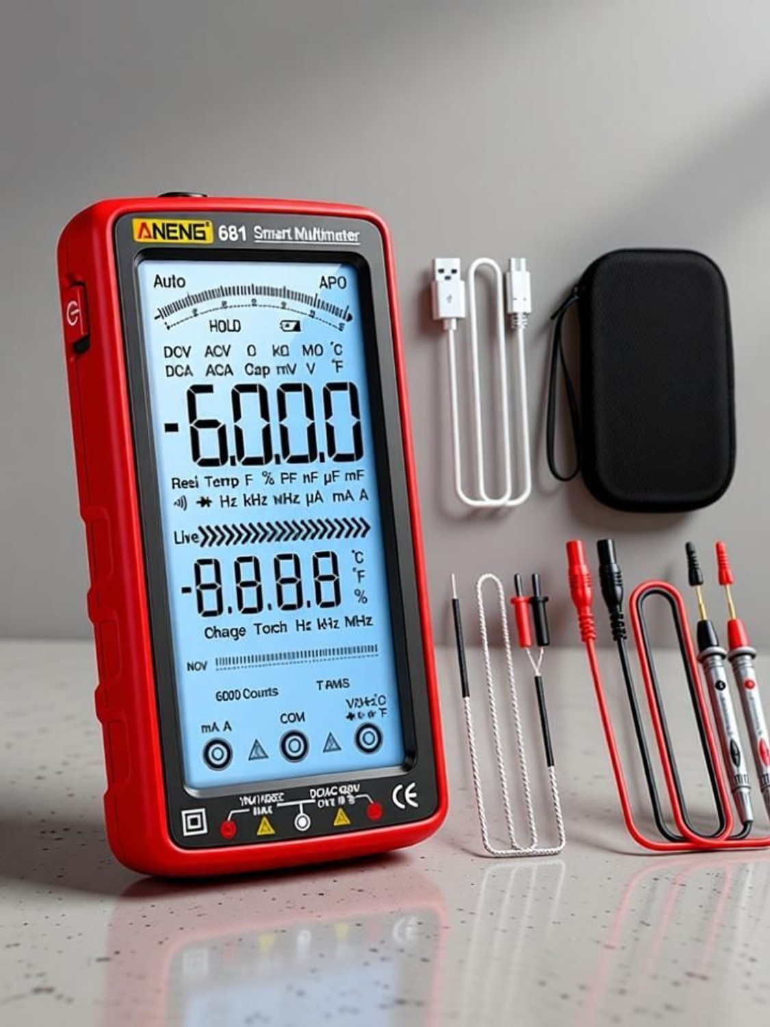 Image of ZITRONIX Digital Multimeter Tester Auto-Ranging TRMS 6000 Counts Voltmeter Smart USB Digital Voltage Tester