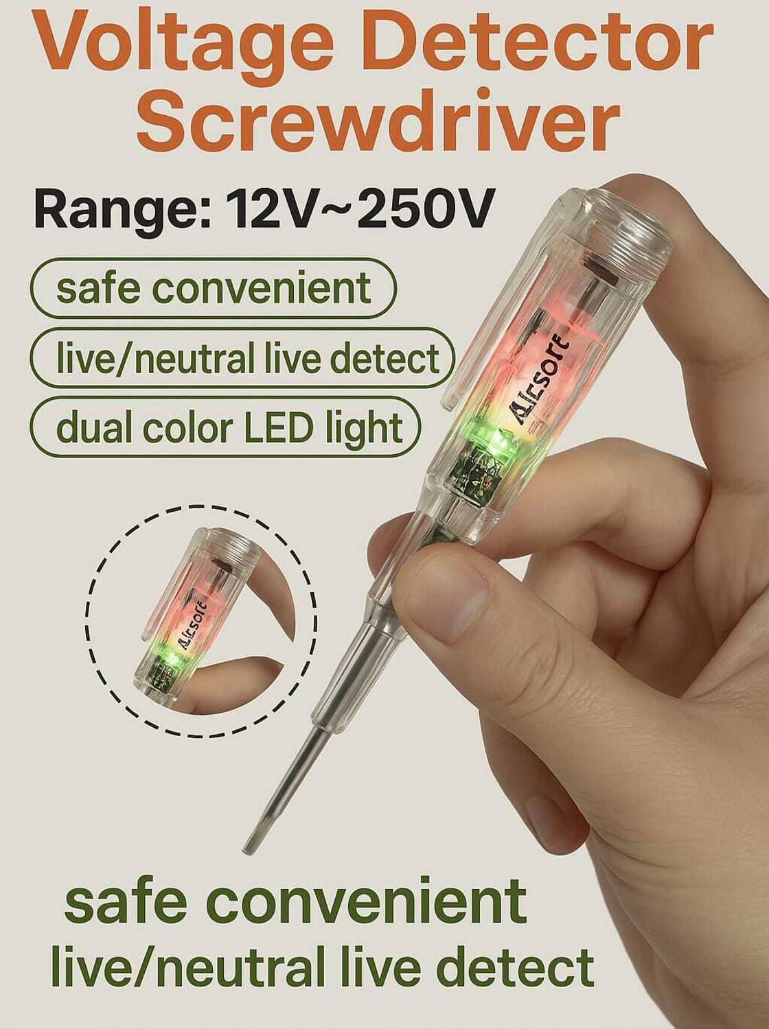 AirSoft AC DC Voltage Tester | Cool Color Light Tester | Smart Electrical Testing Tool Digital Voltage Tester