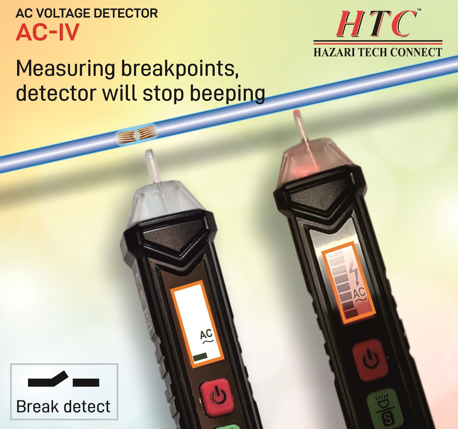 Image of HTY HTC AC-IV 12V~1000V Visual & Sound with LED Flashlight Non-contact AC Digital Voltage Tester