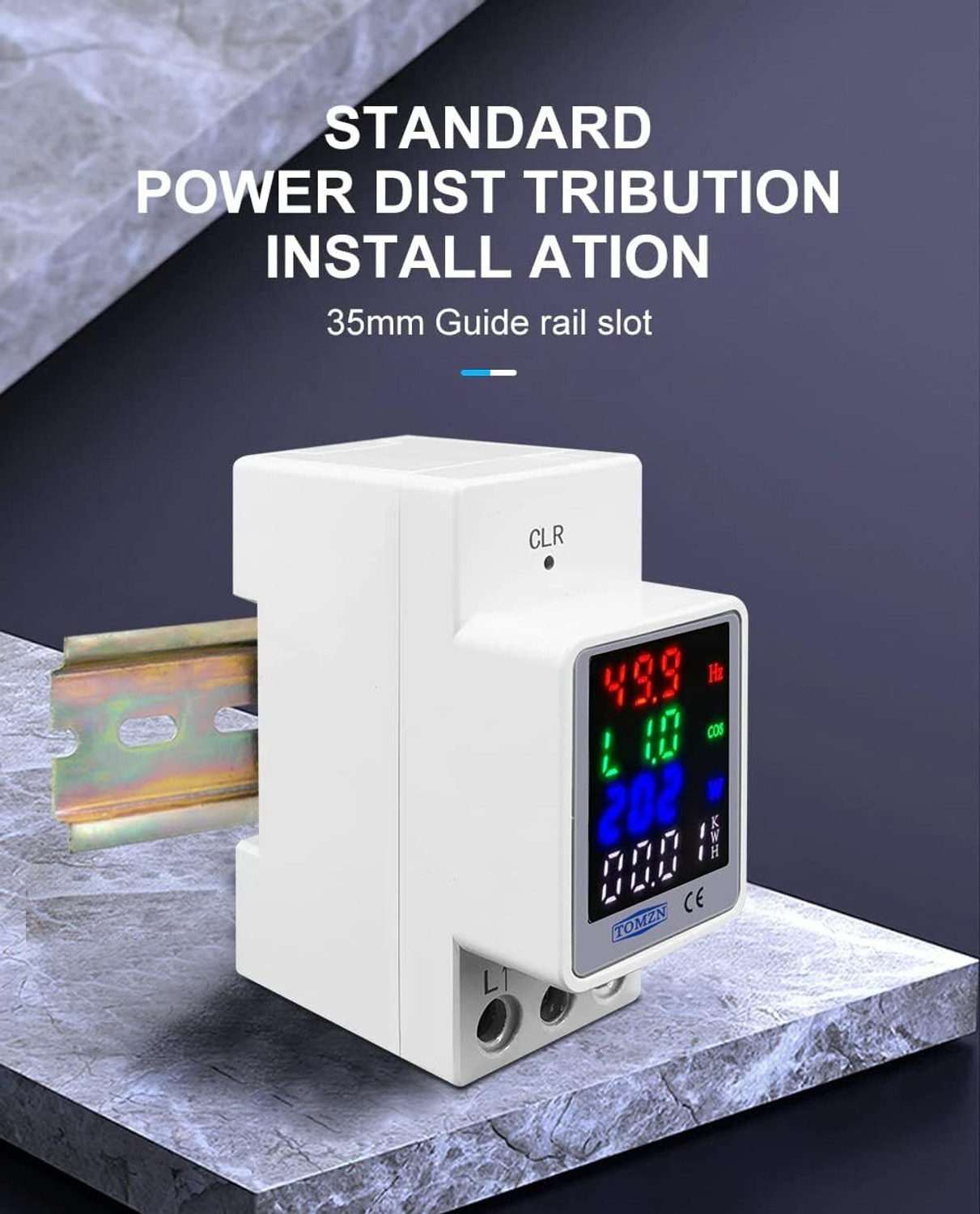 Image of amiciSense AC Digital Energy Meter, 100A Active Power Voltage Current Energy Meter Voltmeter