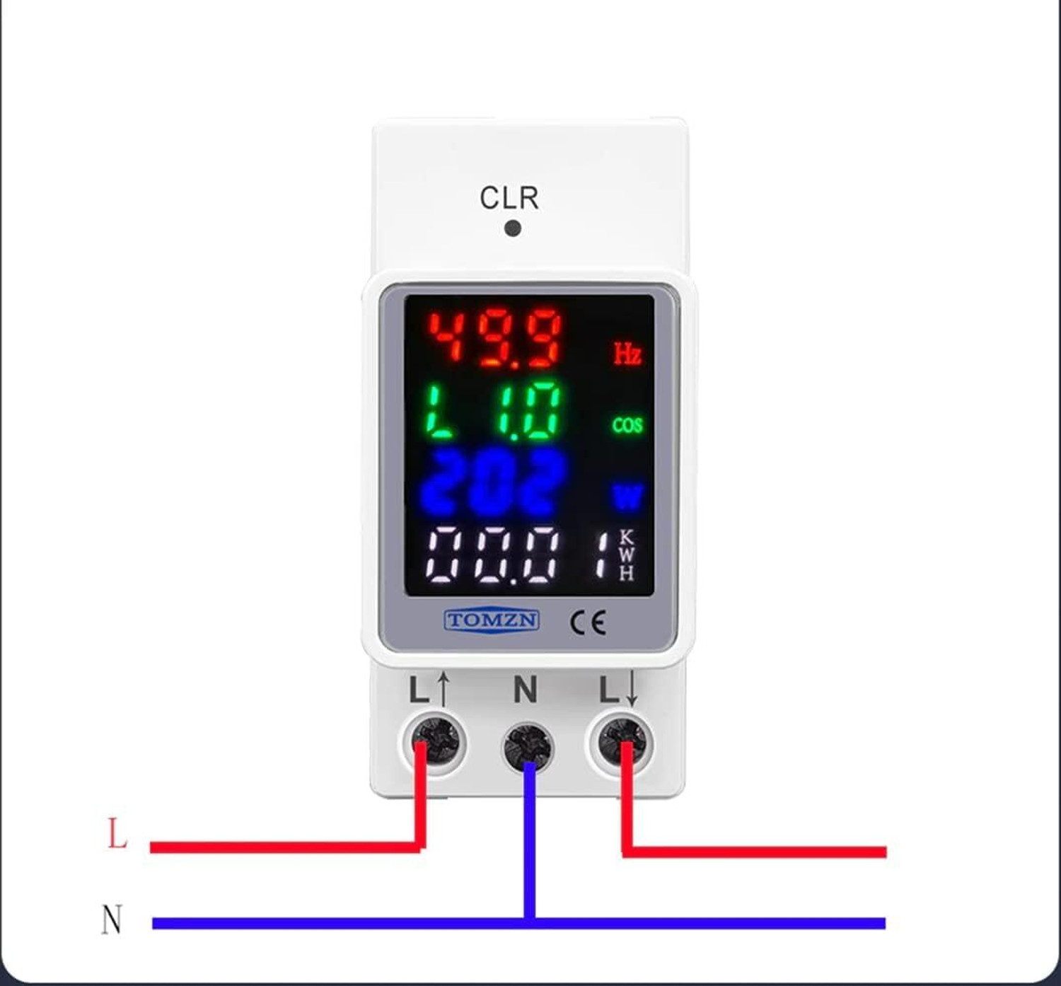 Image of amiciSense AC Digital Energy Meter, 100A Active Power Voltage Current Energy Meter Voltmeter
