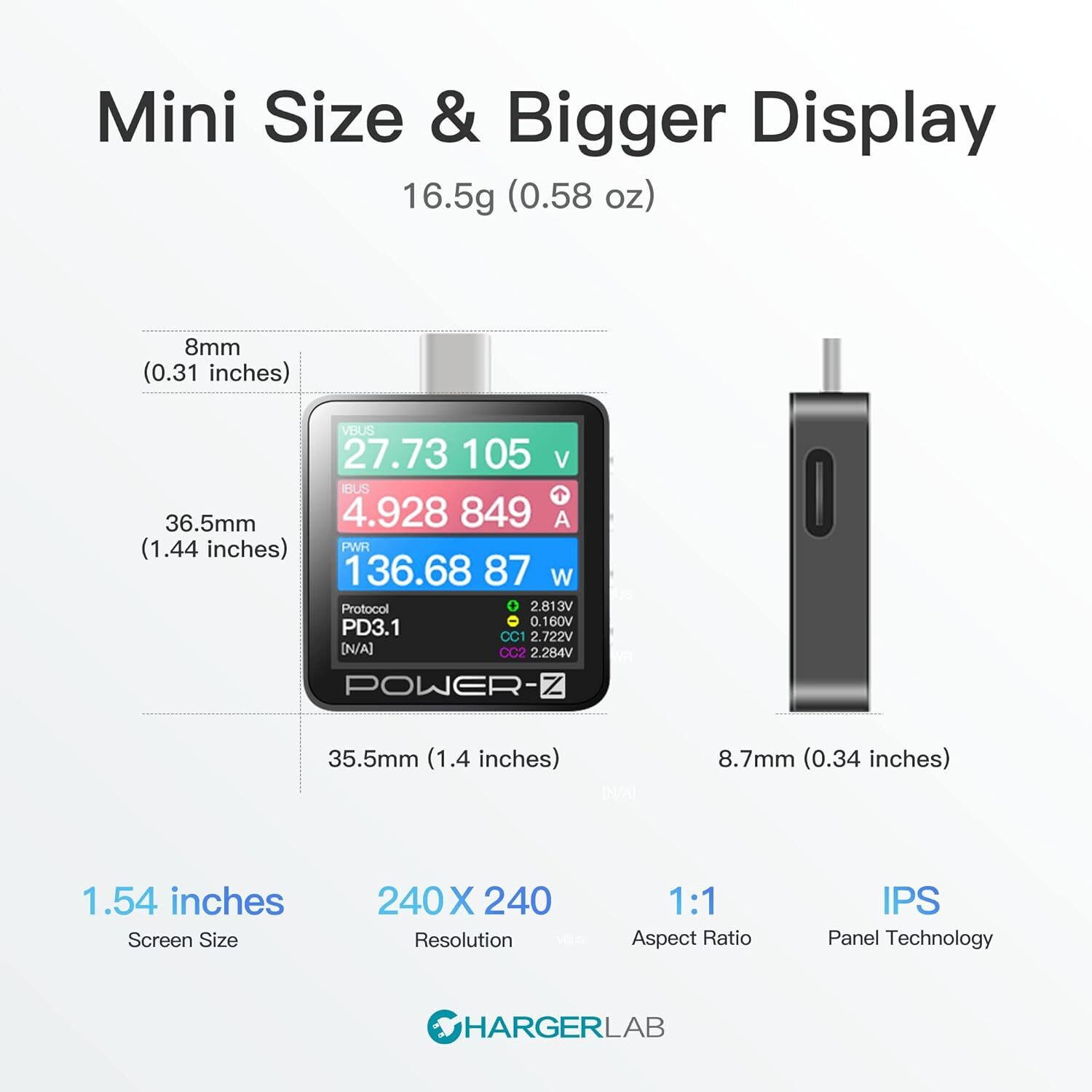 Image of Velmi POWER-Z Portable USB-C Fast Charging Tester PD3.1 QC5.0 Power-Z KM003C Voltmeter