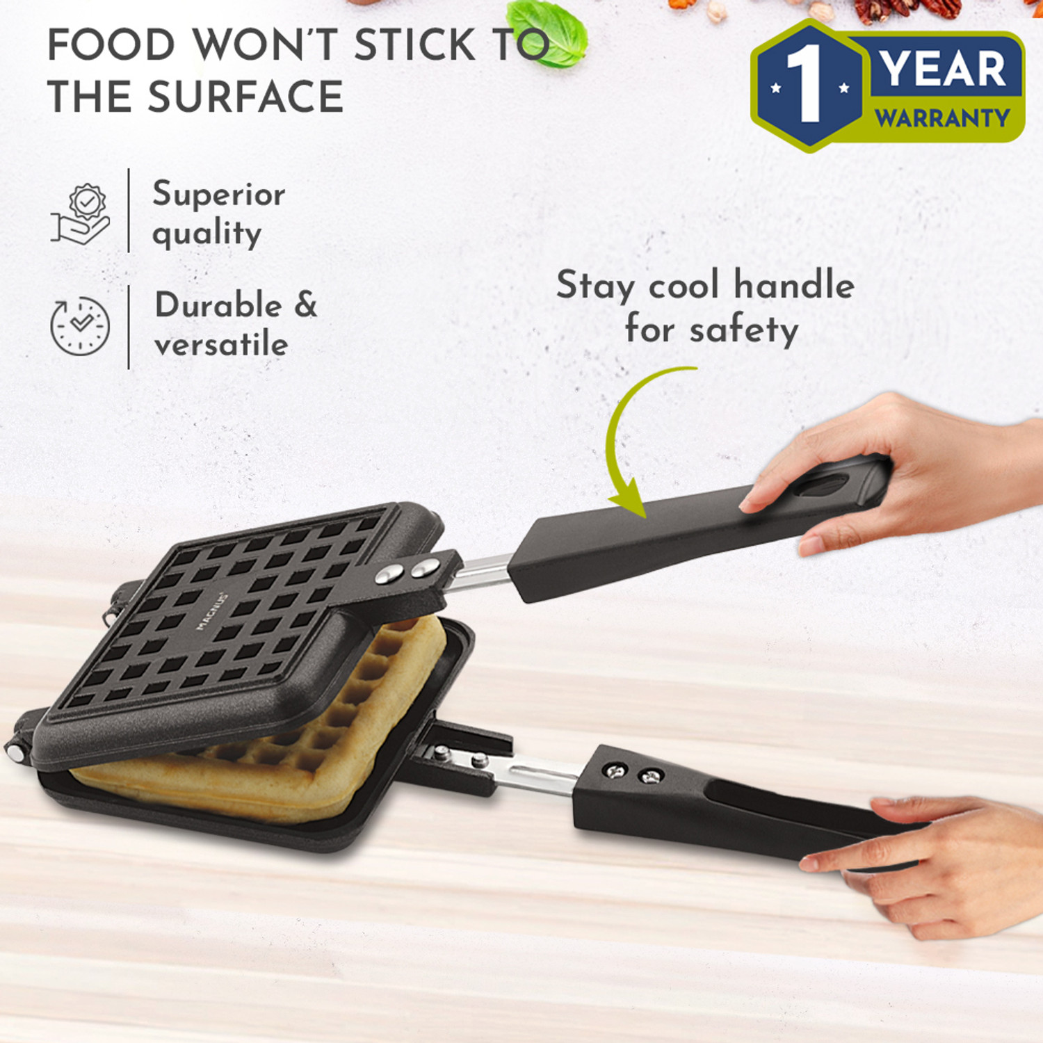 Image of Magnus Optima Quick Heating Aluminum Non-Stick Waffle Maker