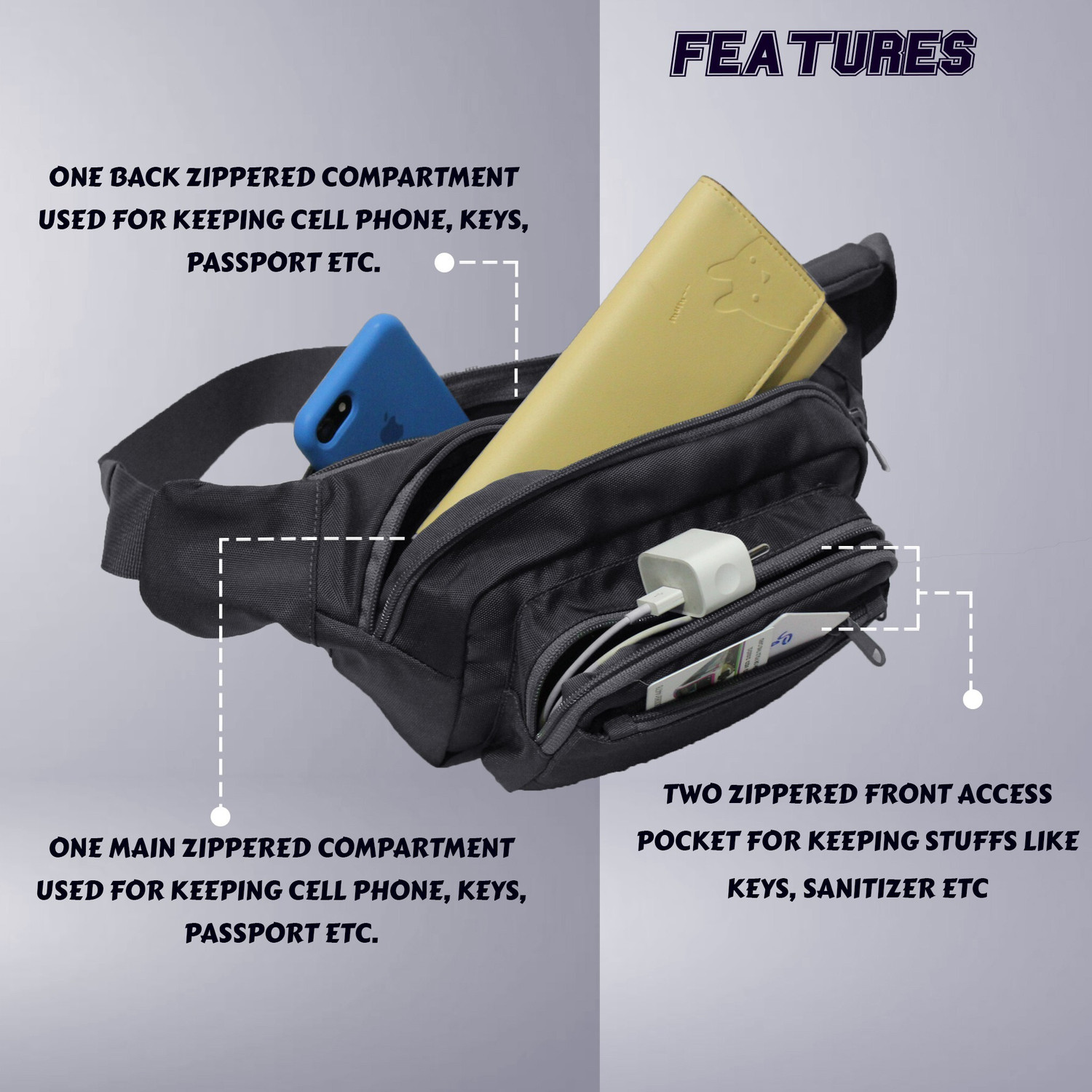 Image of F Gear Miles Guc Grey Adjustable Strap Waist Bag