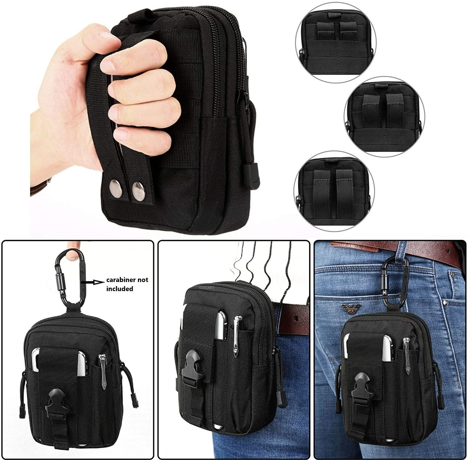 Image of GOCART Waist Belt Bag Wallet Pouch Purse Phone Case with Zipper Waist Bag