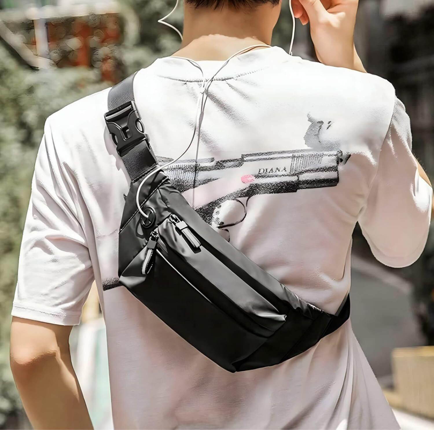 Image of VRPRIME Waist Bag for Men | Side Bag for Travel, Sports, and Daily Use | Waterproof Fanny Waist Bag (Black)