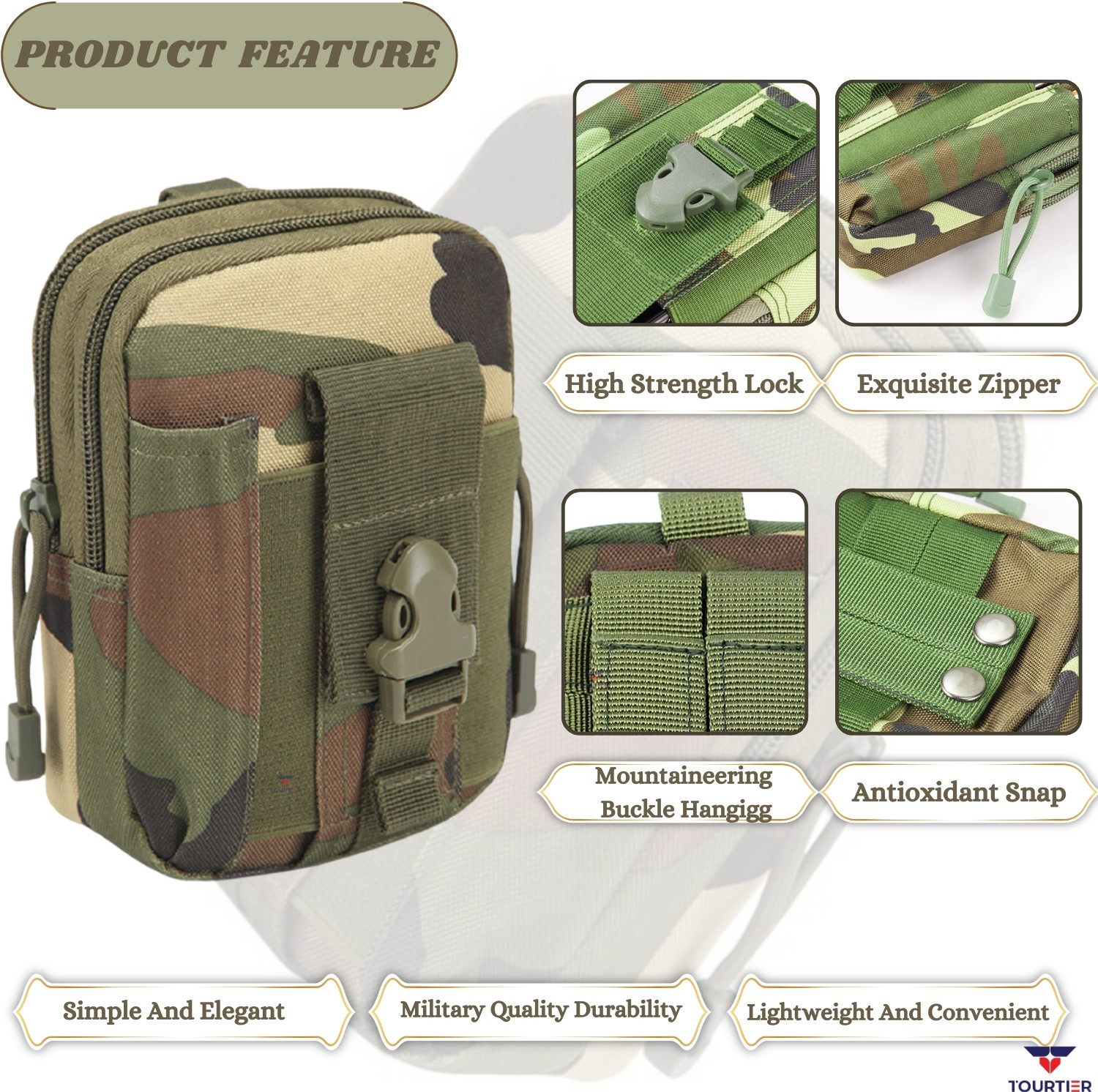 Image of TOURTIER Outdoor Travel Belt Bag Tactical Waist Wallet Molle Pouch For Camping Hiking Waist Bag