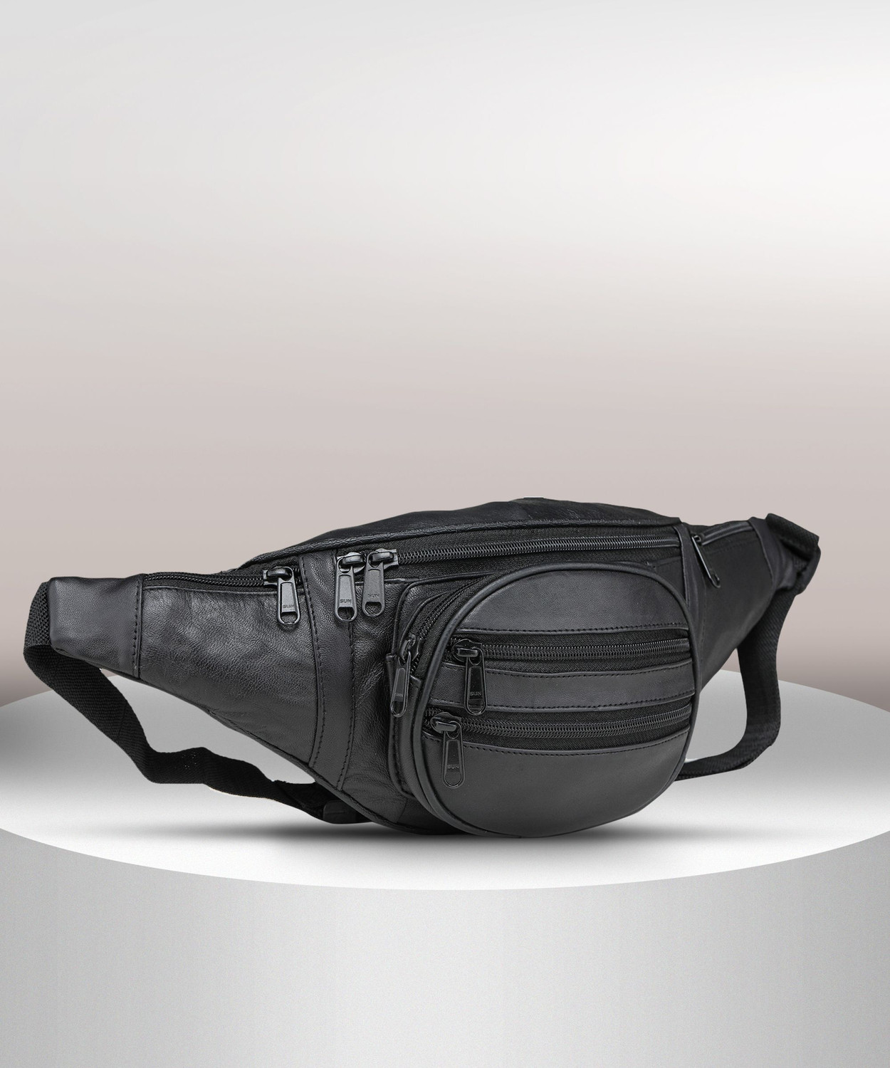 K London Genuine Leather for Men and Women Stylish Chest, Fanny Pouch Belt Sport(246_Blk) Waist Bag