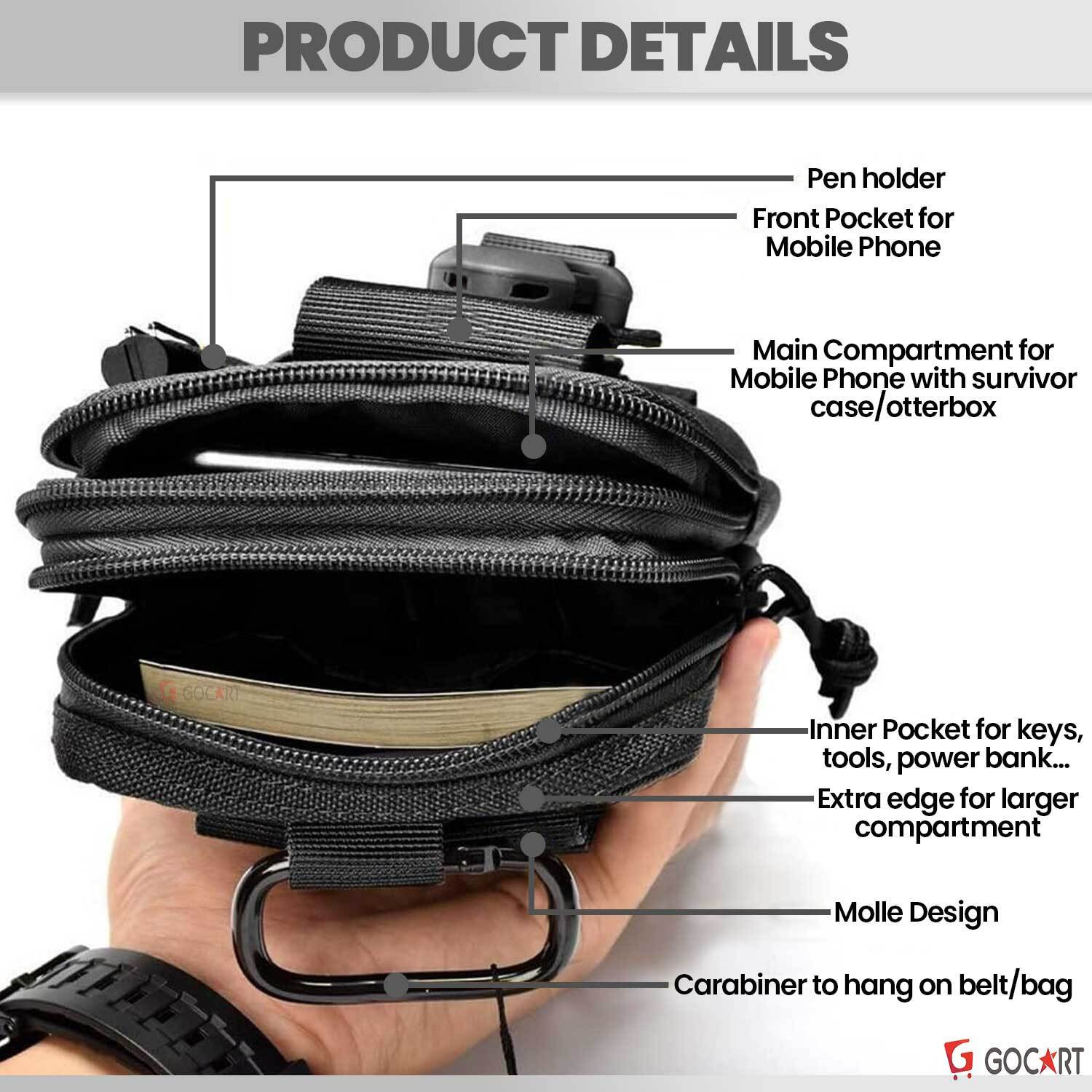 Image of GOCART Waist Belt Bag Wallet Pouch Purse Phone Case with Zipper Waist Bag
