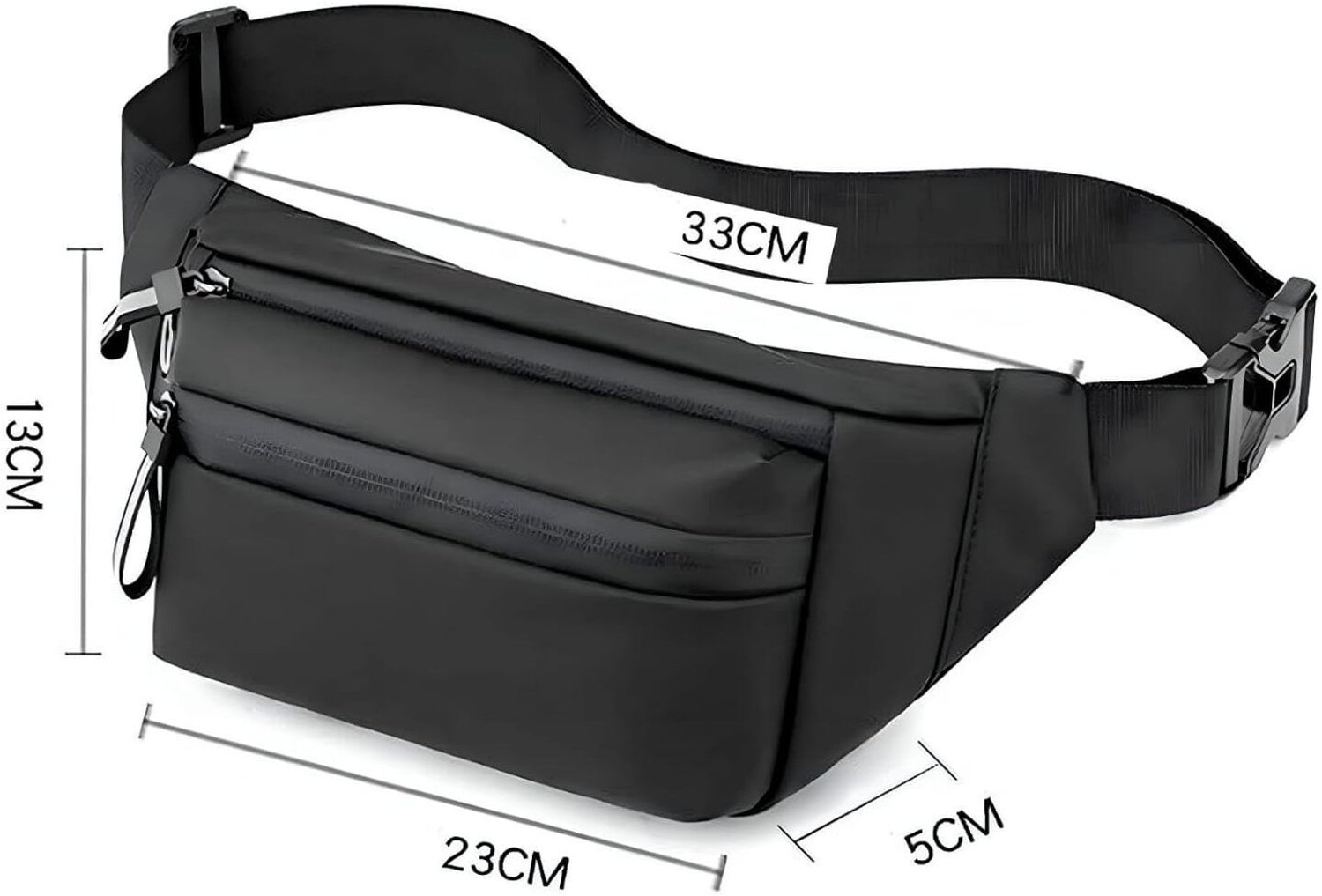 Image of VRPRIME Waist Bag for Men | Side Bag for Travel, Sports, and Daily Use | Waterproof Fanny Waist Bag (Black)