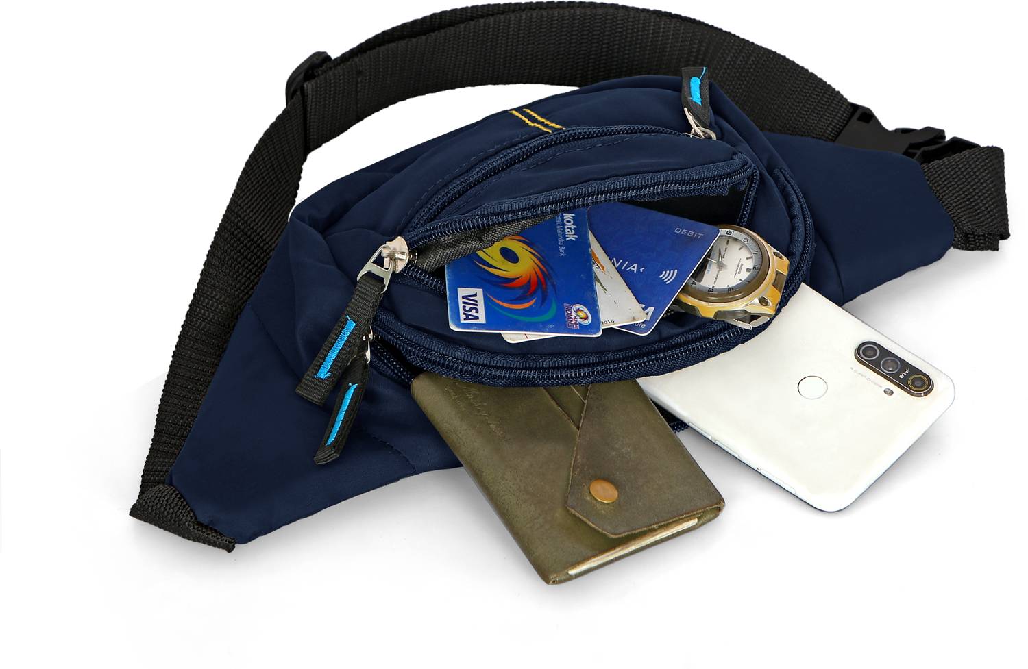 baxparrow BaxEdge Waist Bag for Travel, Gym and Daily Use Blue