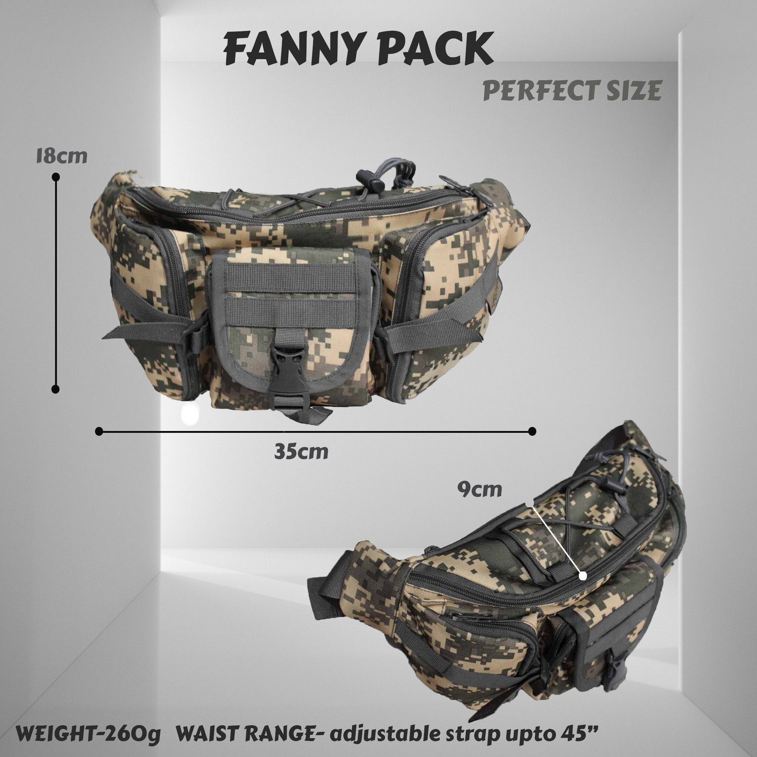 Image of F Gear Trail Marpat ACV Camo Adjustable Strap Waist Bag