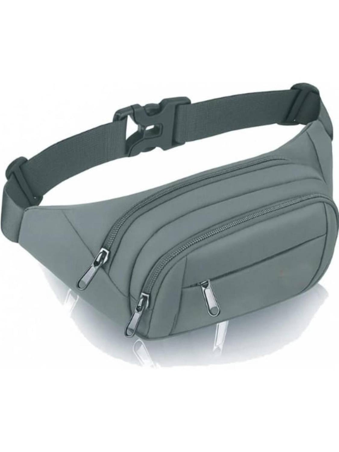 WaistWish Unisex Waist Bag Fanny Pack with 3 Zipper Pockets Waist Bag