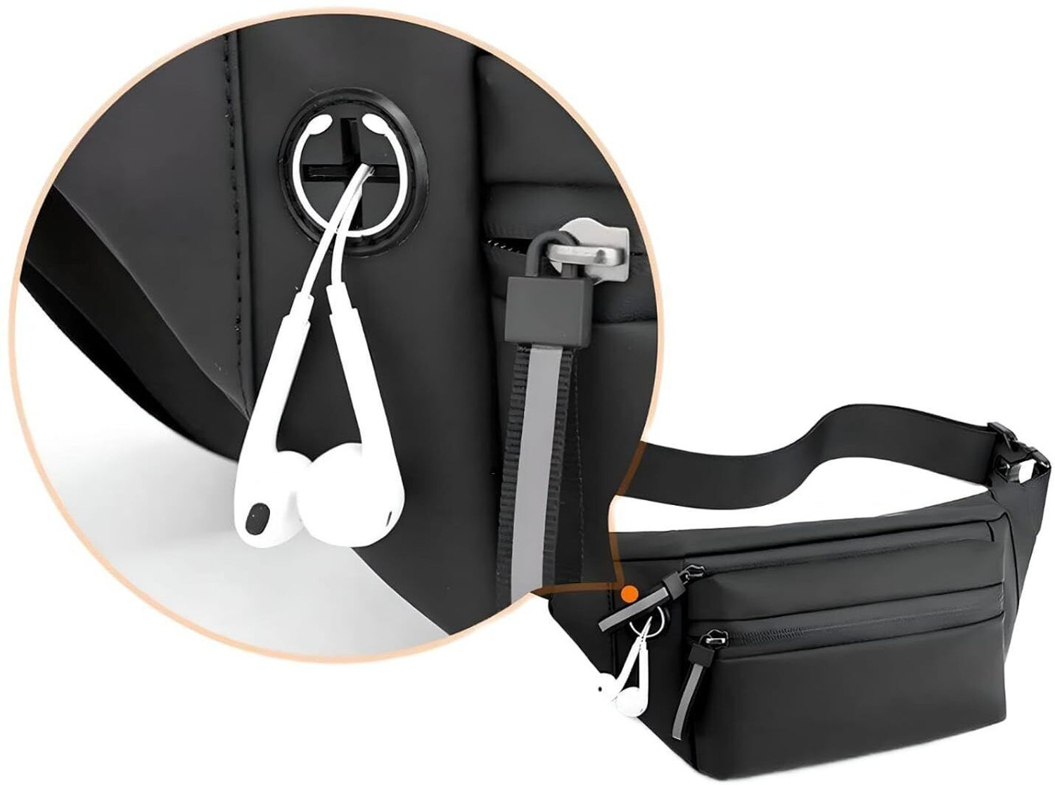 Image of VRPRIME Waist Bag for Men | Side Bag for Travel, Sports, and Daily Use | Waterproof Fanny Waist Bag (Black)