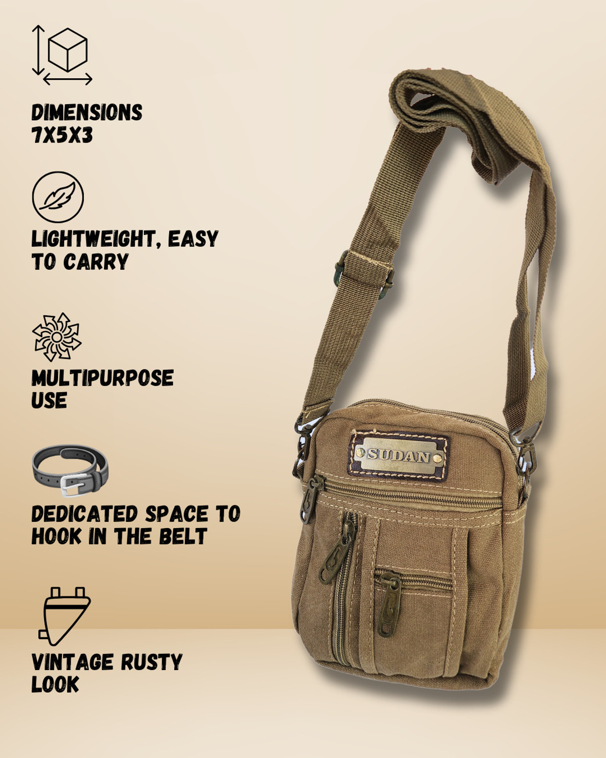 Image of Sudan Side Pouch | Travel Accessories | 2 In 1 | Shoulder and waist Side Pouch