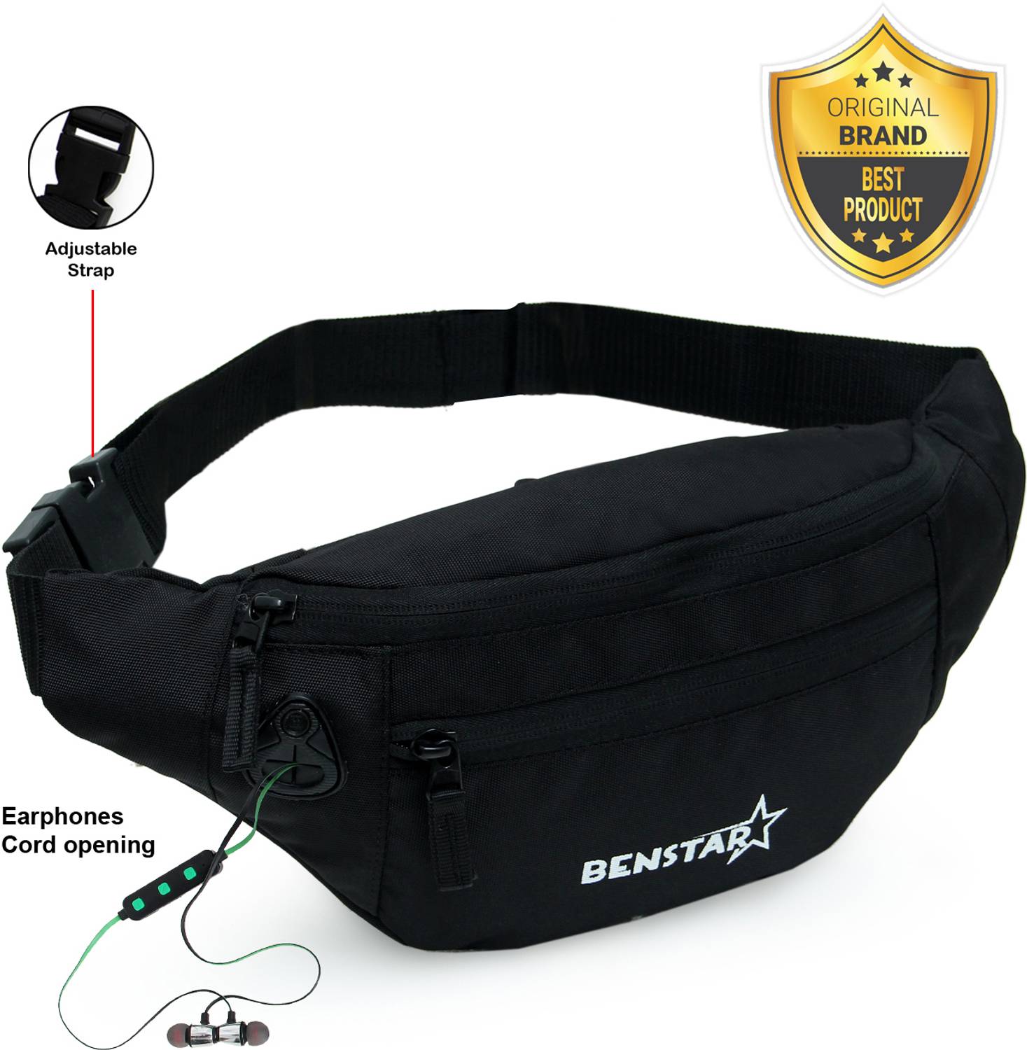 Benstar Waist Bag Elegant Style Travel Pouch Passport Holder with Adjustable Strap belt bag Strap Bumbags Travel Waist Pack Hiking Outdoor Fanny Packs Sport Holiday Large Pockets Waistpack for Men or Women Handy Hiking Zip Pouch Document Money Phone Belt Sport Bag Waist Bag Elegant Style Travel Pouch Passport Holder with Adjustable Strap belt bag Strap Bumbags Travel Waist Pack Hiking Outdoor Fanny Packs Sport Holiday Large Pockets Waistpack for Men or Women Handy Hiking Zip Pouch Document Money Phone Belt Sport Bag (Black) Waist Bag Waist Bag