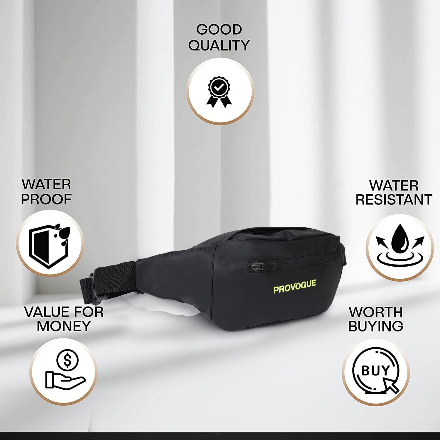 Image of PROVOGUE Urban Trek, Fanny Pack, Travel Pouch WAIST BAG (Black)