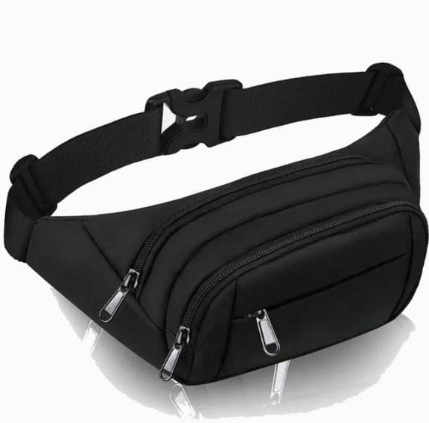 WaistWish Unisex Waist Bag Fanny Pack with 3 Zipper Pockets Waist Bag