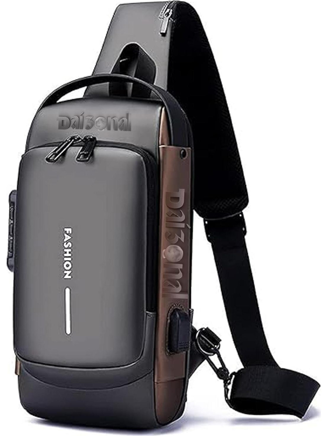 DAIZONAL Sling Bag Crossbody Backpack for Men & Women Black Brown 17 x 9 x 32 Cm Messenger Bags