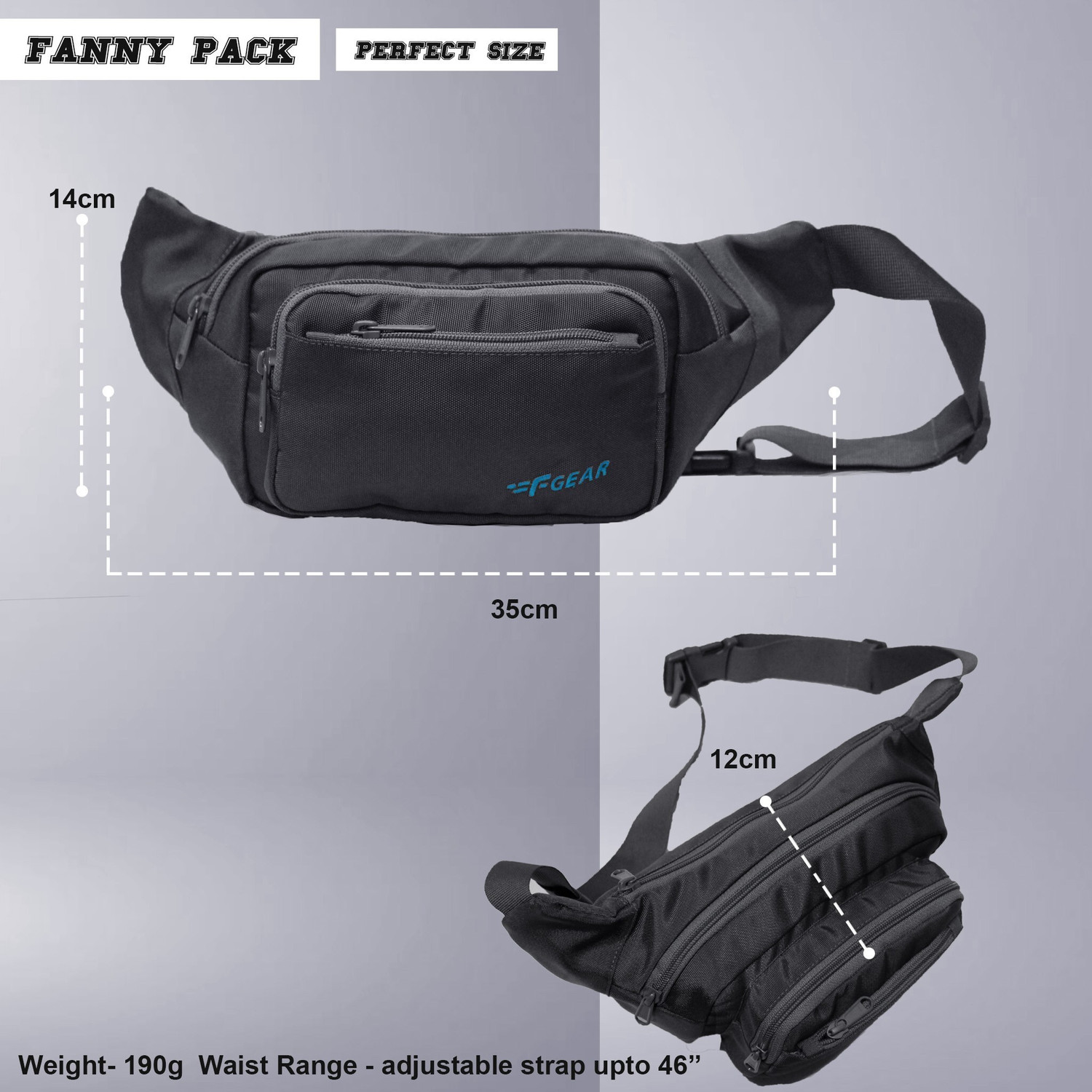 Image of F Gear Miles Guc Grey Adjustable Strap Waist Bag