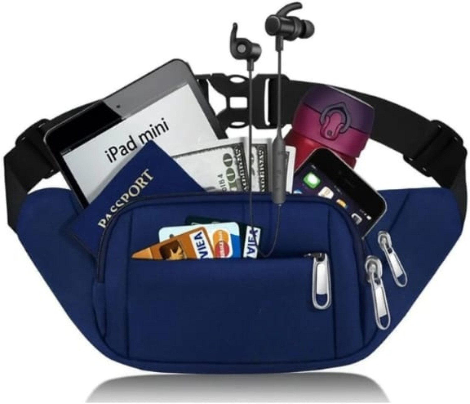 Image of WaistWish Multi-Purpose Fanny Pack Waist Bag for Men & Women | Blue Waist Bag