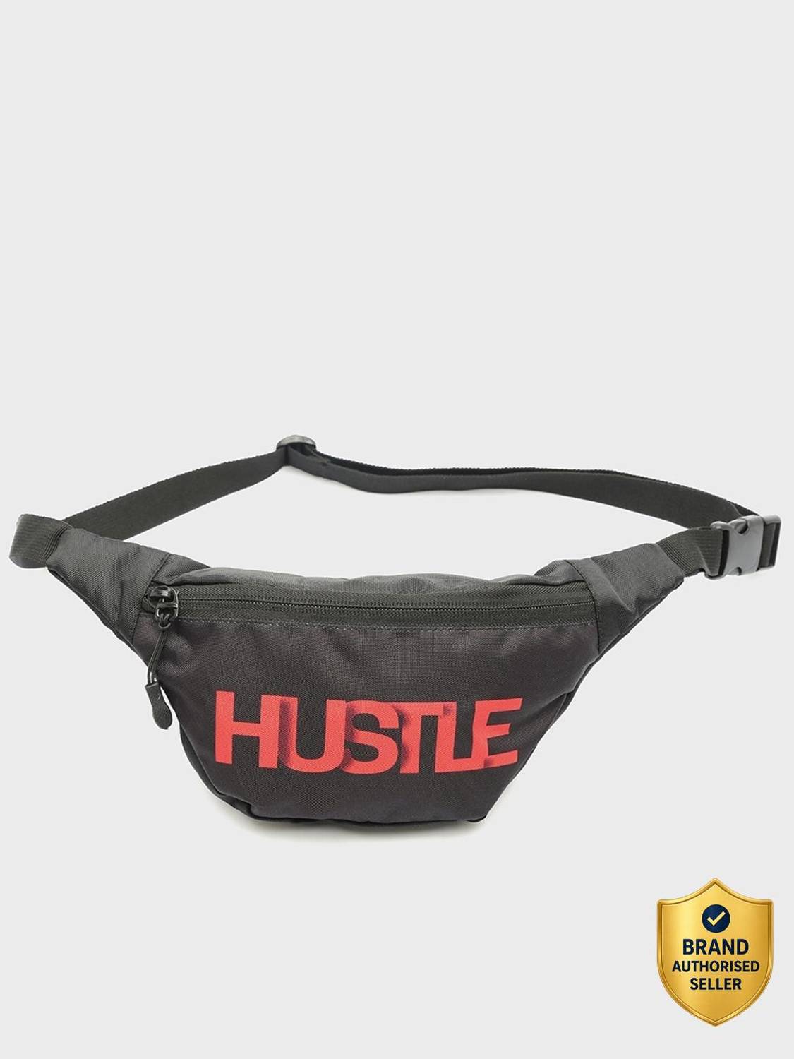 BEWAKOOF Unisex Black Hustle Typography Fanny Bag Fanny Bag