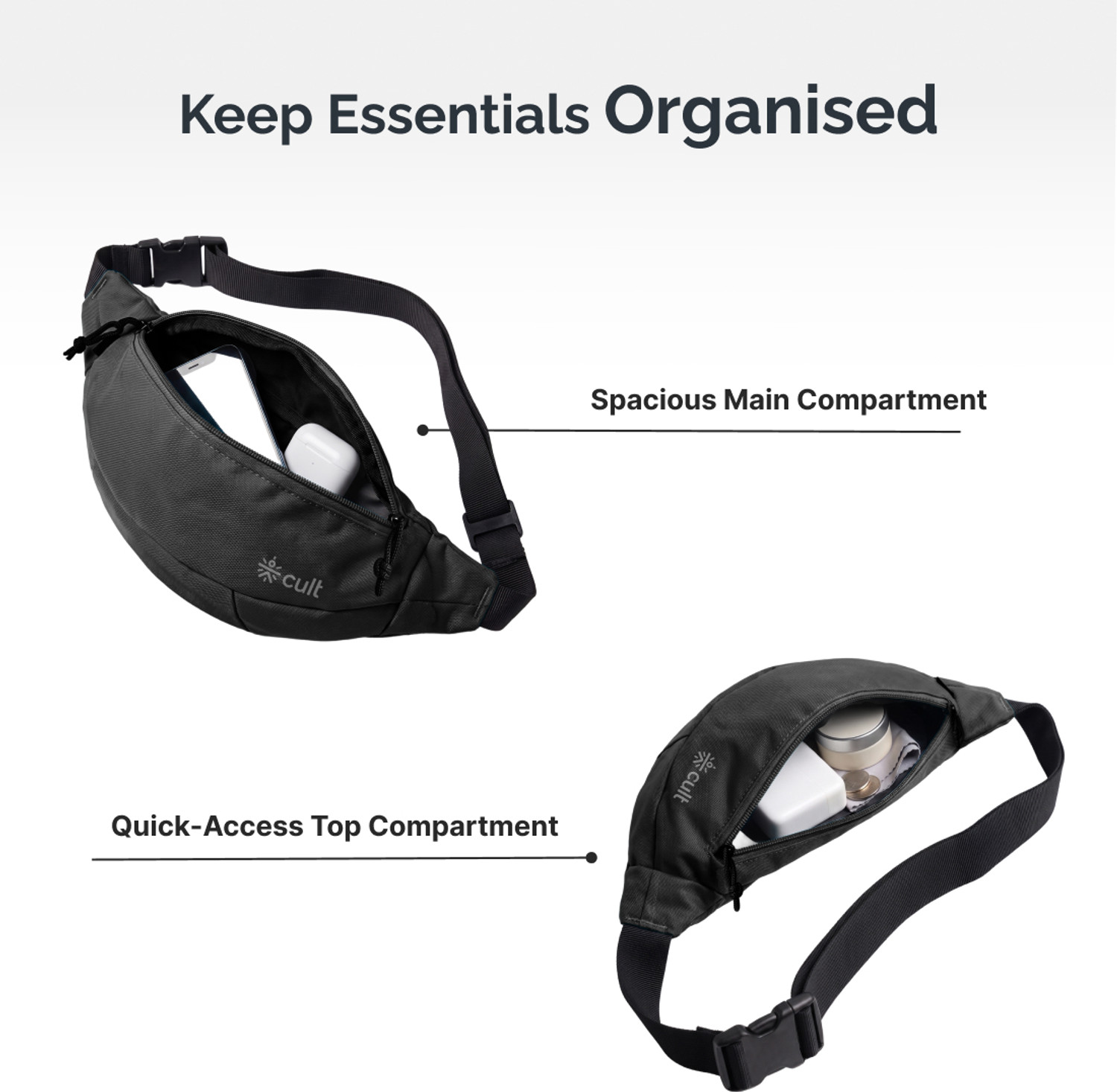 Image of Cult 708737 Waist Bag Fanny Pack (Black)