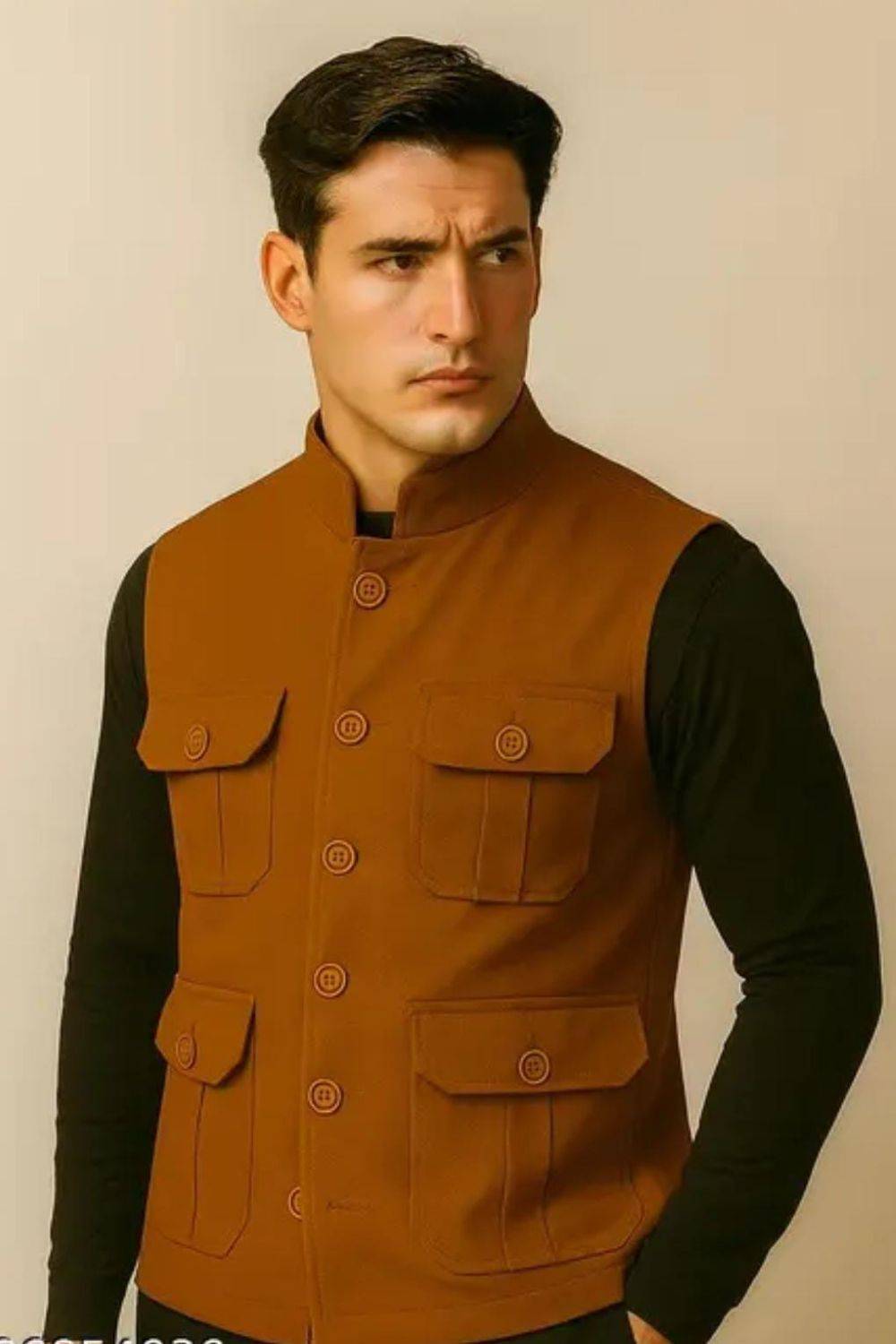 BizzEie Solid Men Waistcoat - Image 2