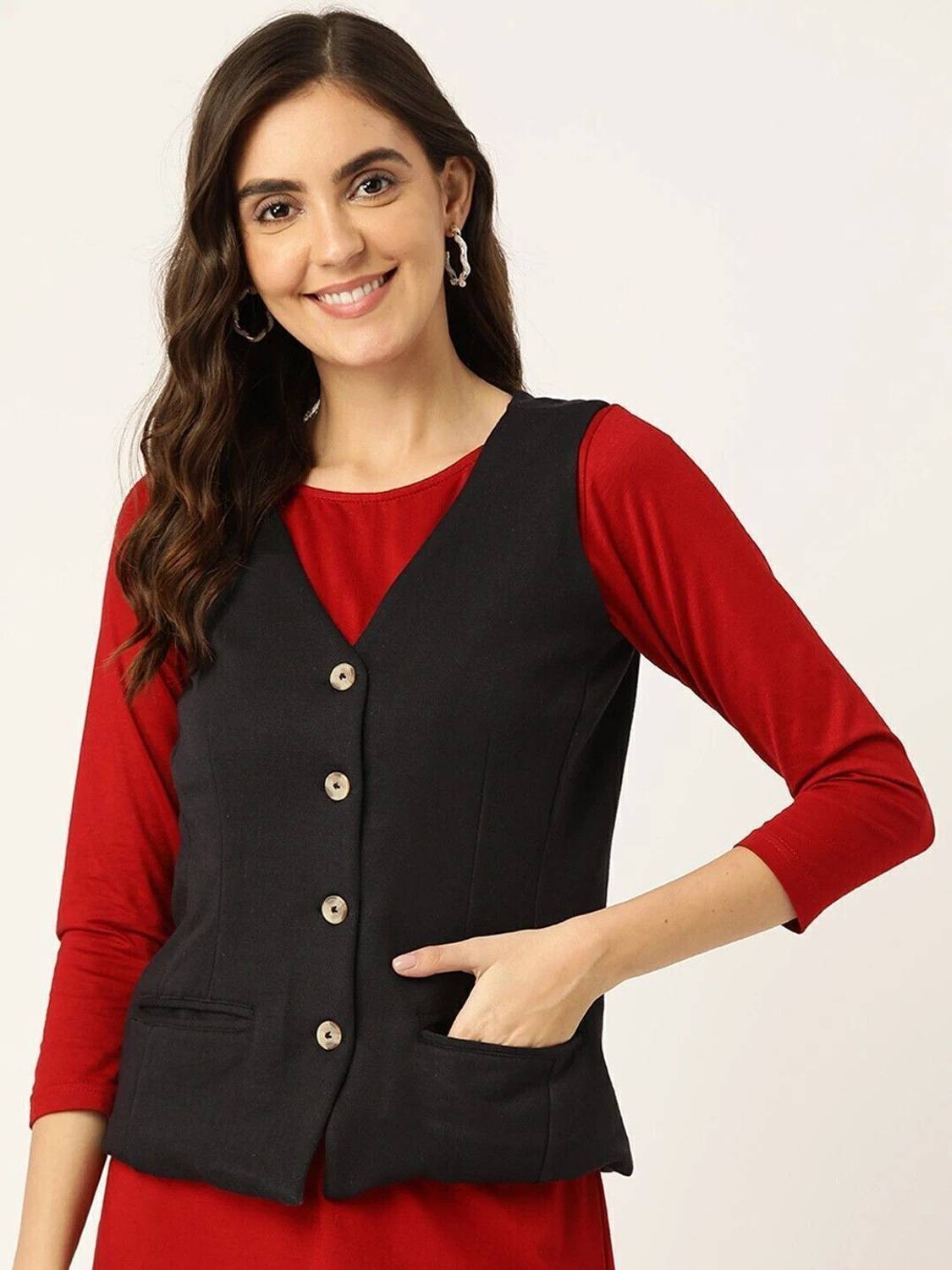 BRINNS Solid Women Waistcoat