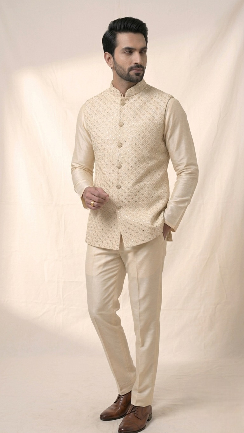 Image of Kaashi Couture Embellished Men Waistcoat