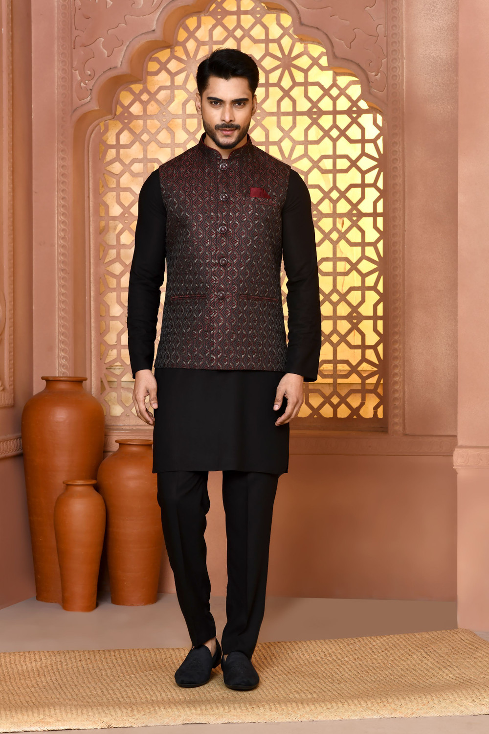 Image of TRENDS OF ETHNIC Woven Men Waistcoat