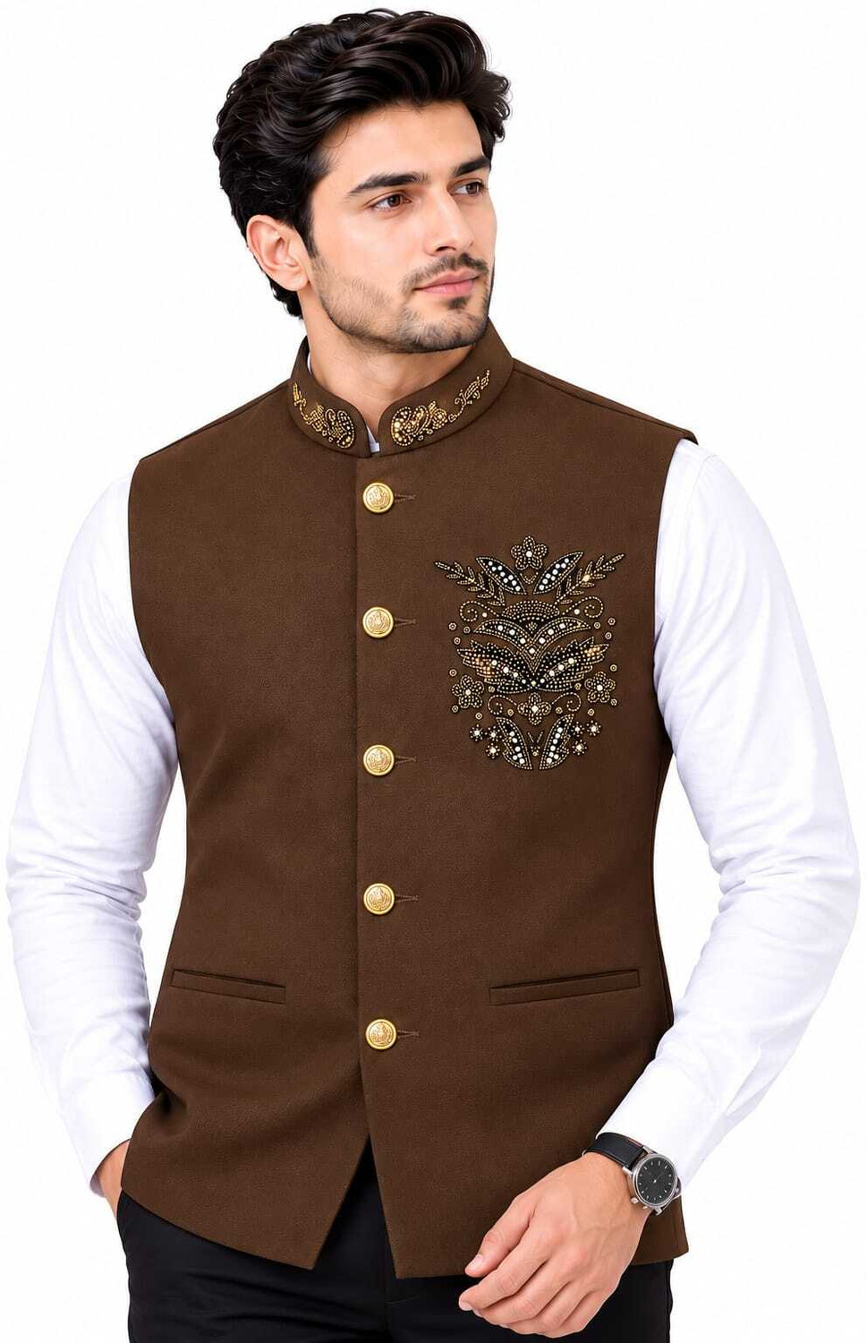 Image of Akify Embellished Men & Women Waistcoat