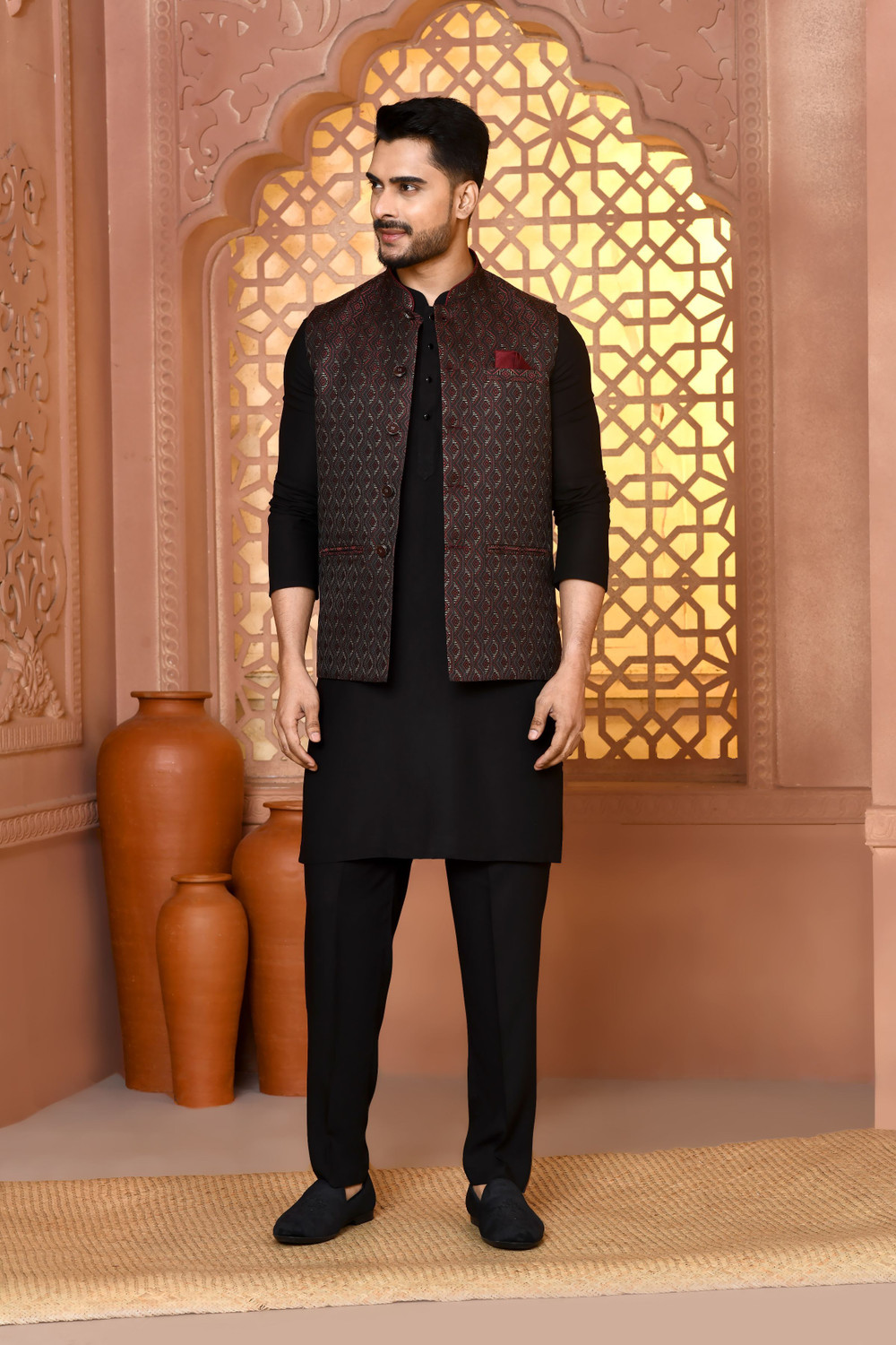 Image of TRENDS OF ETHNIC Woven Men Waistcoat