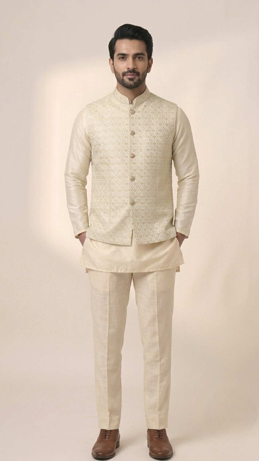 Image of Kaashi Couture Embellished Men Waistcoat