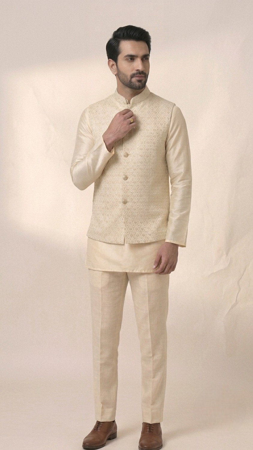 Image of Kaashi Couture Embellished Men Waistcoat